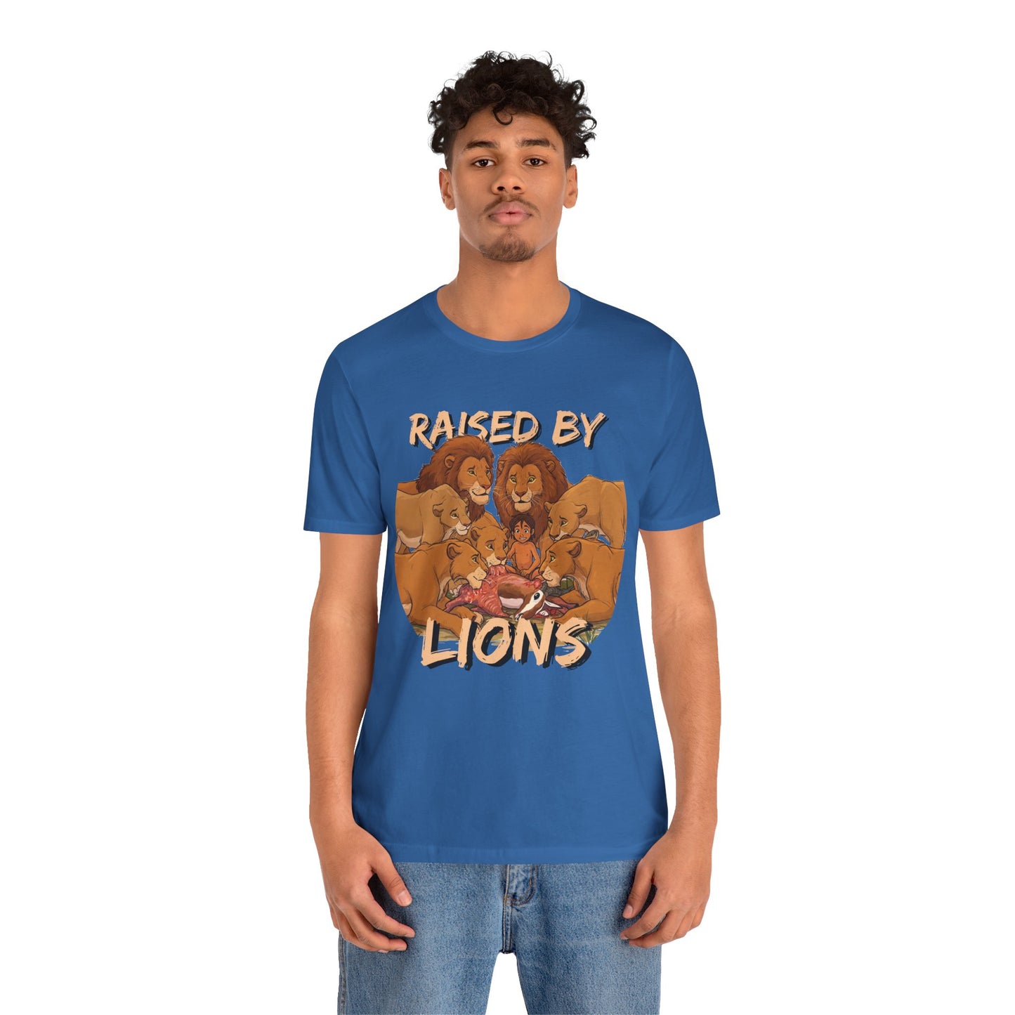 Raised by Lions Unisex Jersey Tee – Empowering, Humorous Graphic T-Shirt for Animal Lovers, Lion Lovers - Schmartypants