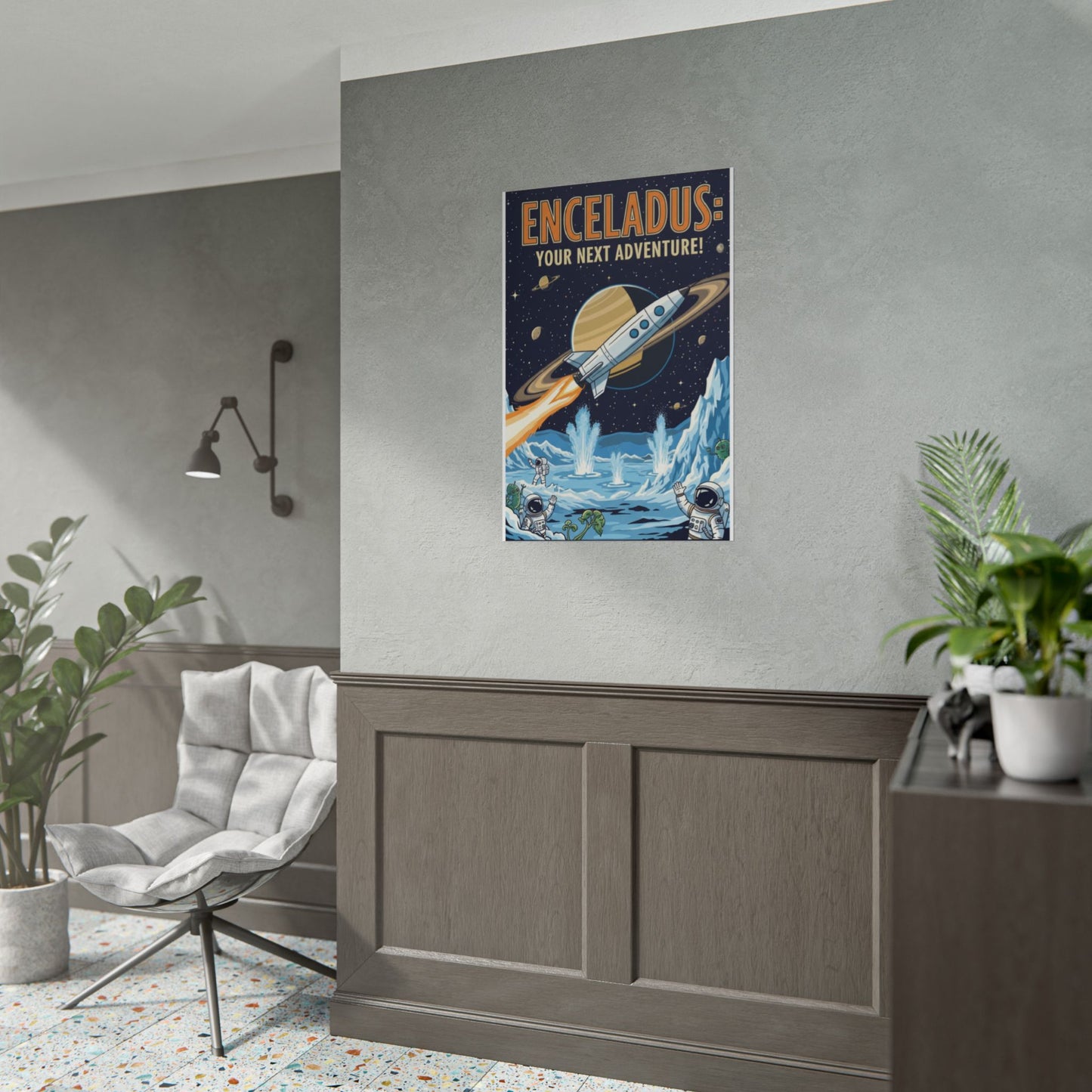 Enceladus Adventure Rolled Posters, Space Wall Art, Astronaut Decor, Travel Inspiration, Unique Gift for Space Lovers