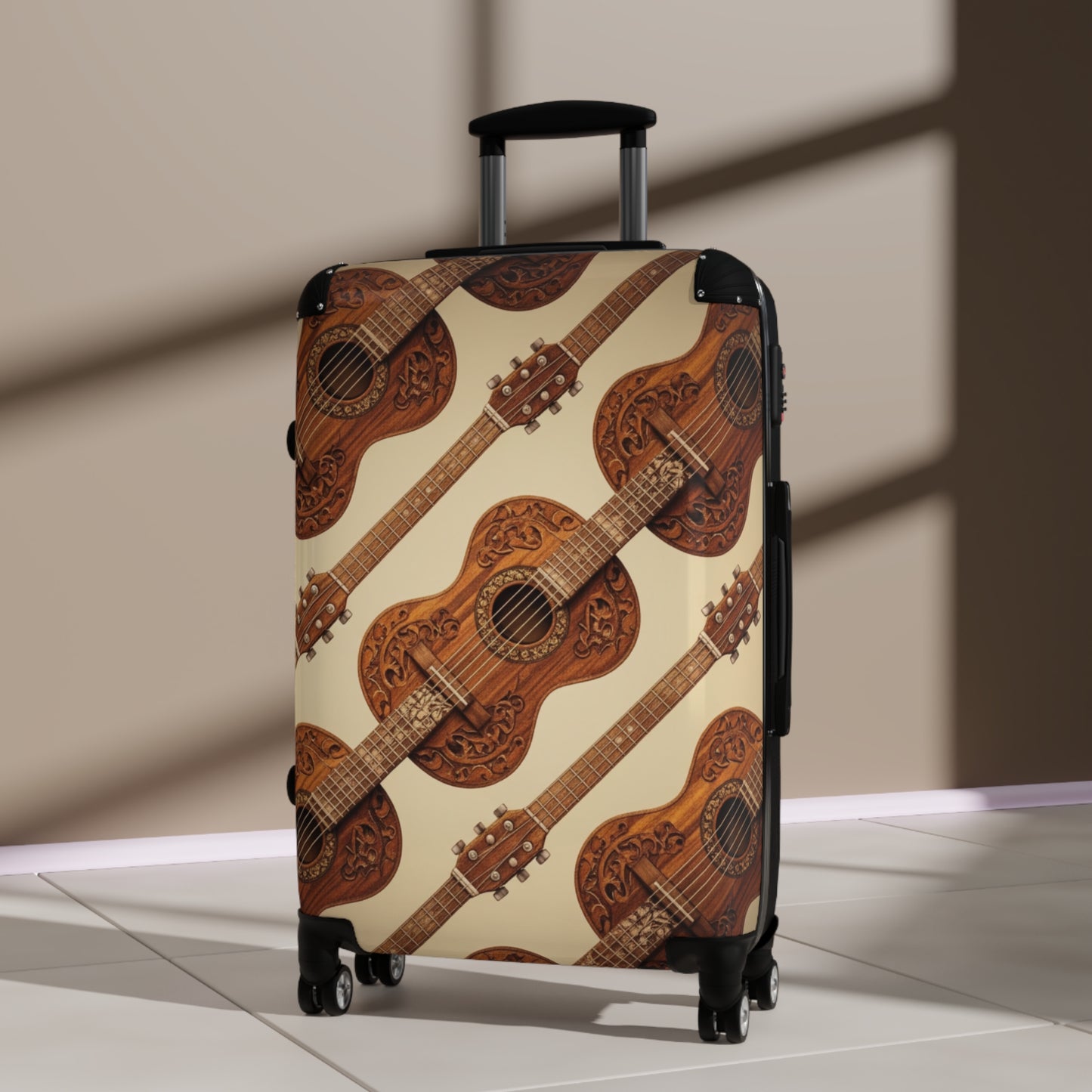 Bohemian Guitar Suitcase - Vintage Luggage, Traveler Gift, Music Lover Accessory, Unique Baggage, Holiday Travel