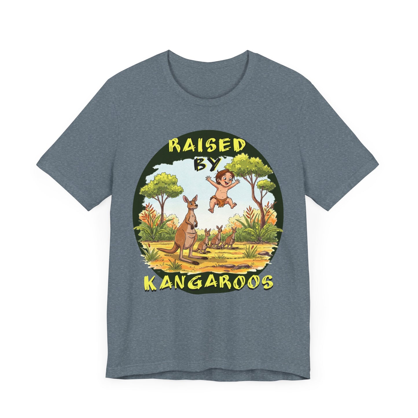 'Raised by Kangaroos' Unisex Short Sleeve Tee - Fun and Playful T-Shirt for Animal Lovers, Aussies - Schmartypants