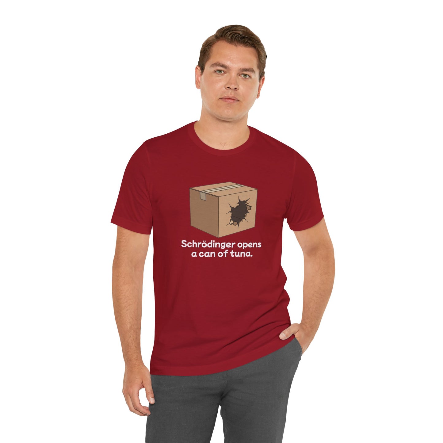 Funny Science Tee: Schrödinger's Cat Hears a Can Opener, Gift for Nerds, Science Lovers, Casual Wear, Unisex T-Shirt, Humor Apparel