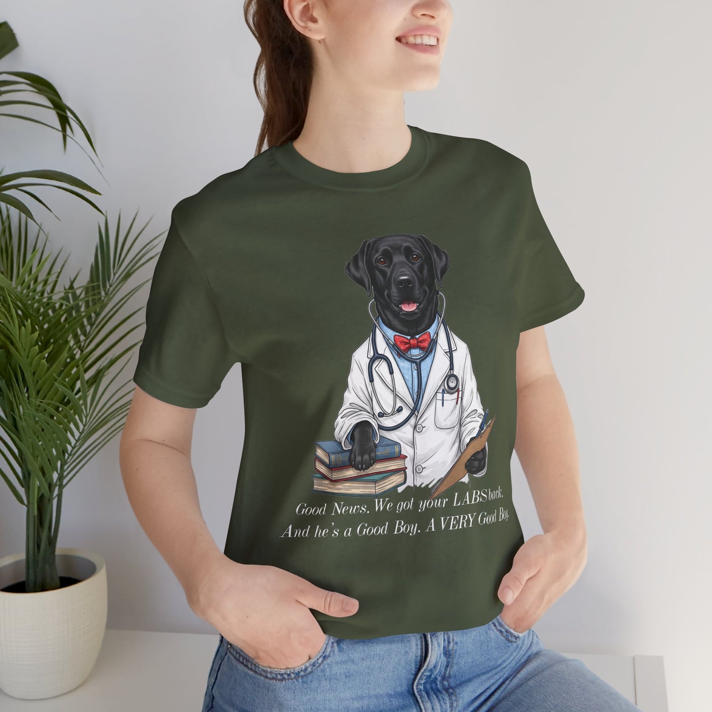 Funny Black Lab Lover Tee: "Good News, We Got Your Labs Back!" - Labrador Gift, Veterinary Humor Shirt