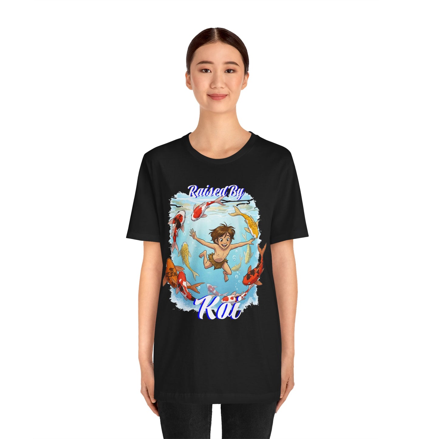 'Raised By Koi; Unisex Jersey Tee - Funny Graphic Tee for Aquatic Lovers, Cute Gift for Birthdays, Casual Wear, Summer Fashion, Relaxed Style - Schmartypants