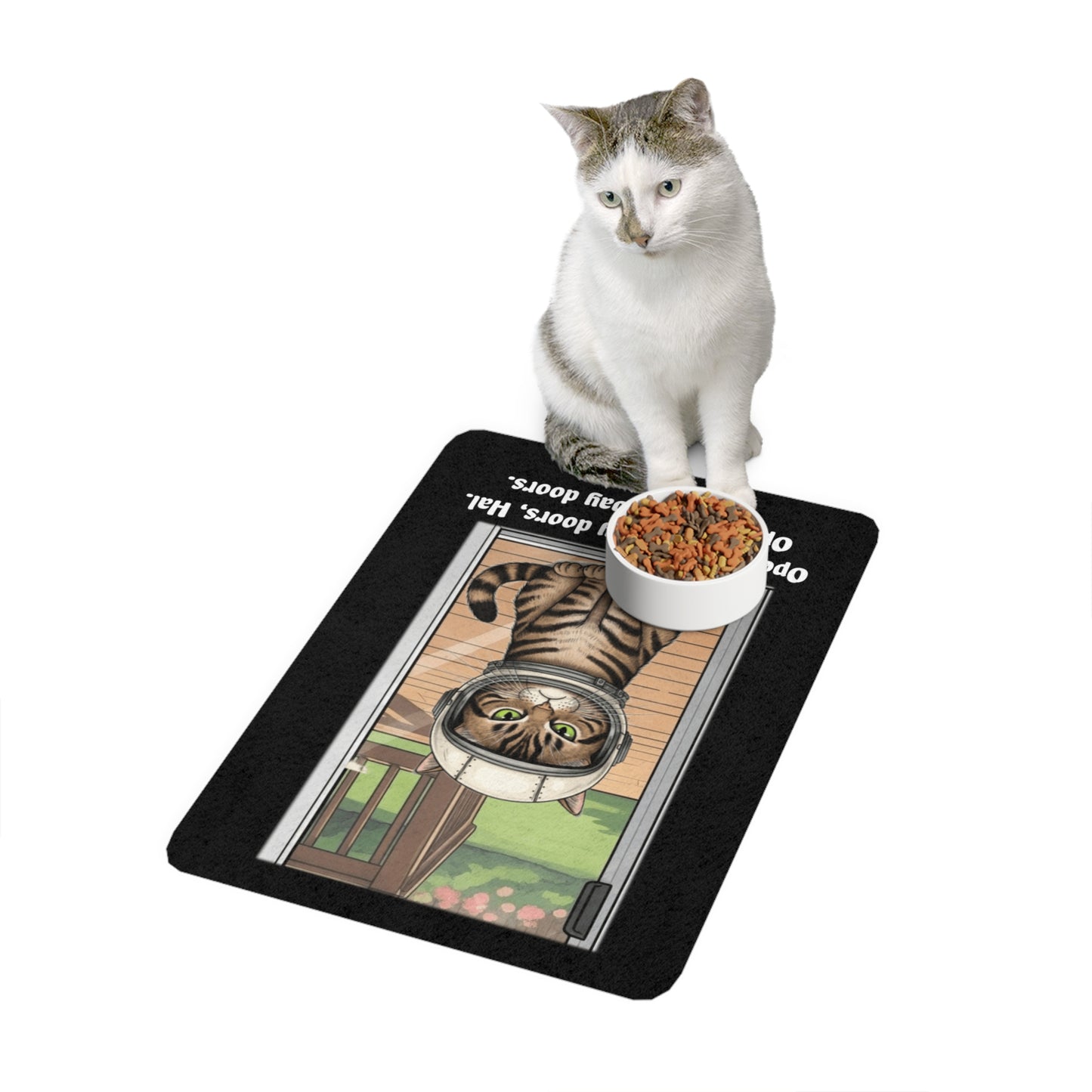 Funny 2001 Cat Food Mat, Cat Feeding Mat, Unique Pet Accessory, Science Fiction Pet Lover Gift, 2001 Space Odyssey Home Decor