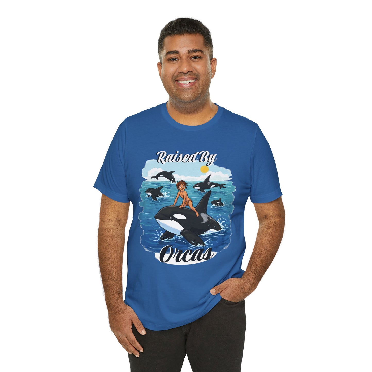 Funny 'Raised by Orca's' Tee - Perfect for Ocean Lovers, Beach Days, Summer Vacations, Gift for Marine Life Enthusiasts, Cute Animal Shirt