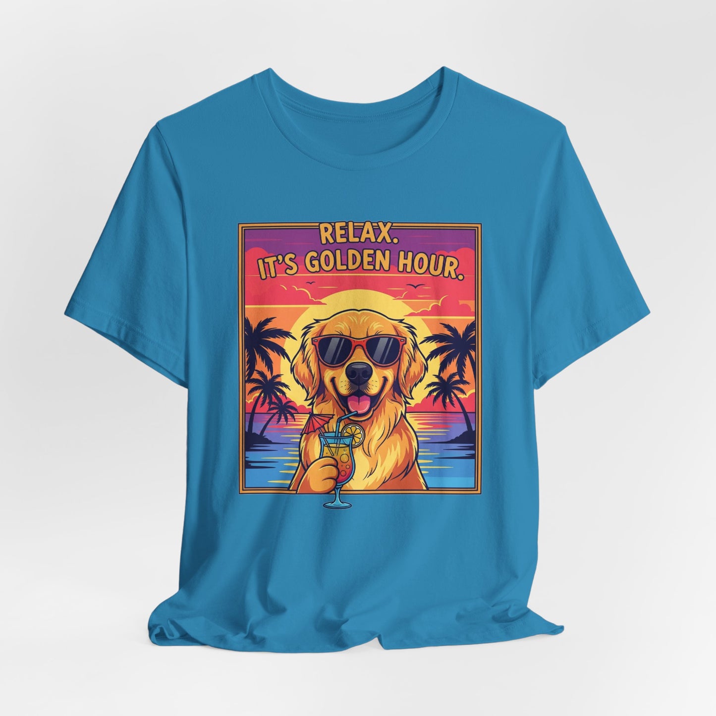 Golden Hour Golden Retriever Tee - Relax It's Golden Hour Shirt, Dog Lover Gift, Summer Vibes Tee, Vacation Outfit, Funny Pet Shirt