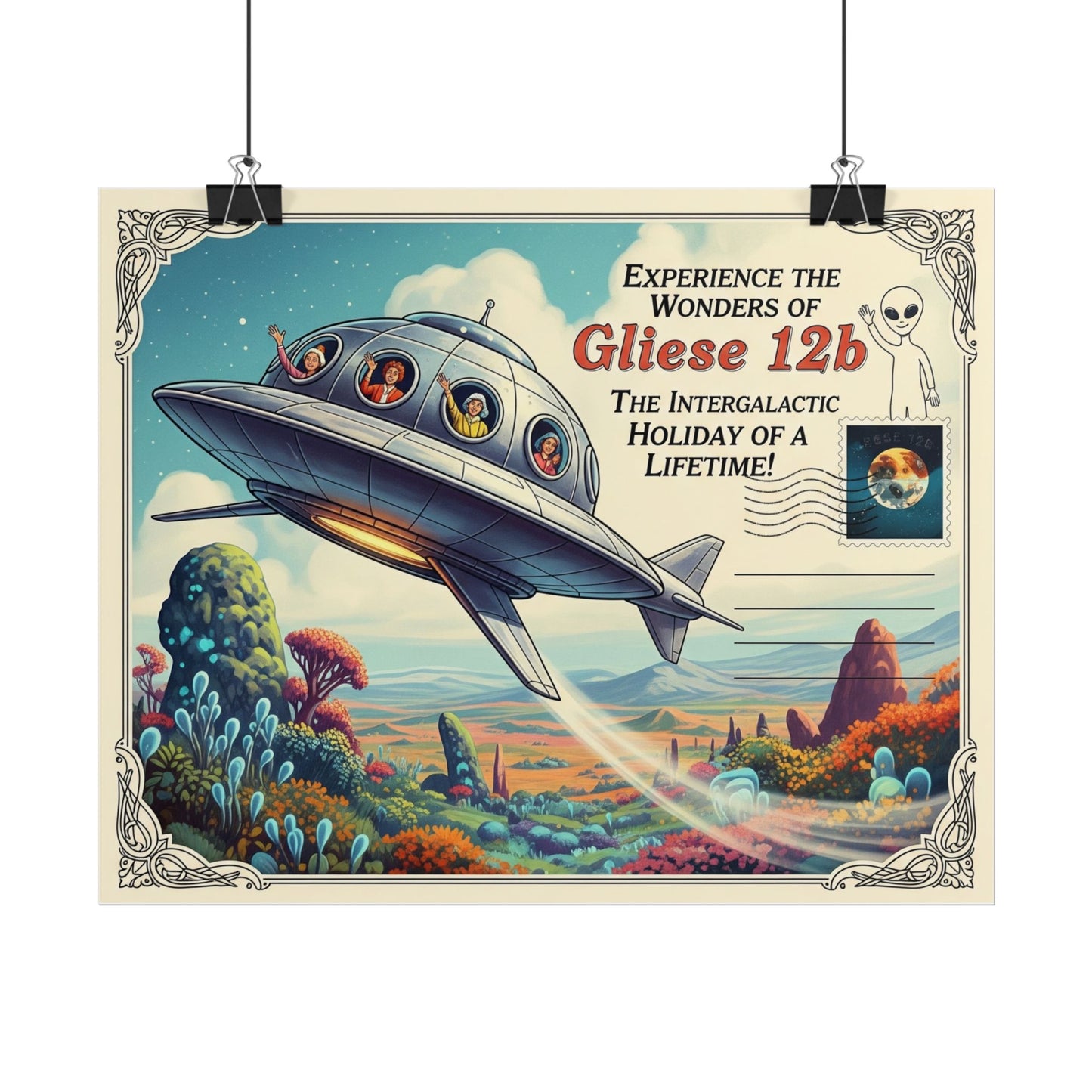 Galactic Adventure Poster, Futuristic Wall Art, Retro Space Travel Decor, Alien Theme Art, Gift for Sci-Fi Lovers