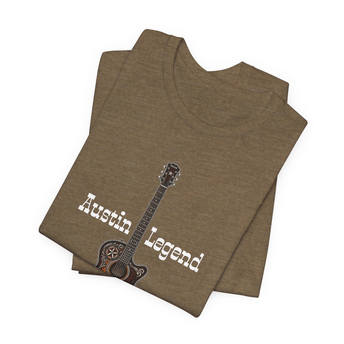Austin Legend Guitar Tee | Unisex Short Sleeve T-Shirt, Music Lover Gift, Austin TX Souvenir, Casual Wear, Festival Apparel