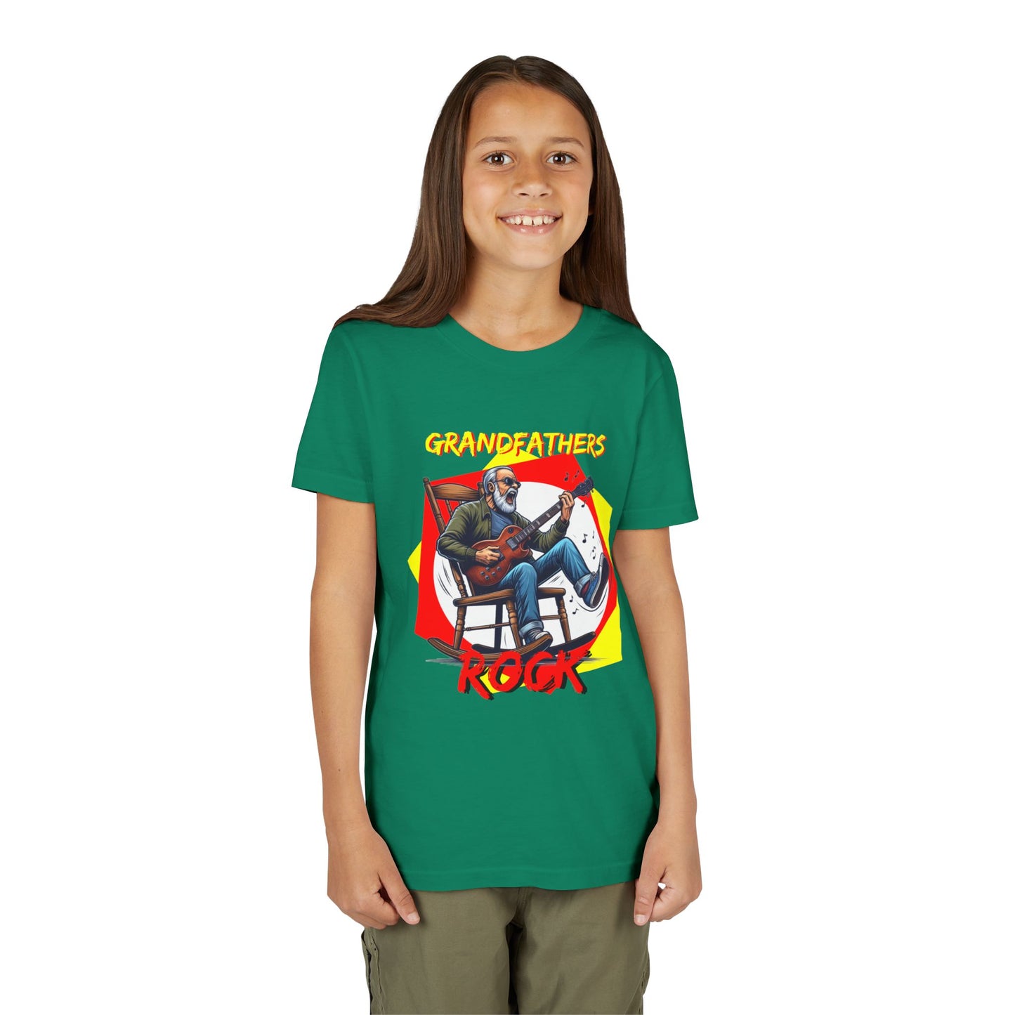 'Grandfathers Rock' Youth Short Sleeve Tee - Cool Guitar Design to Express the Love for Grandpa - Schmartypants