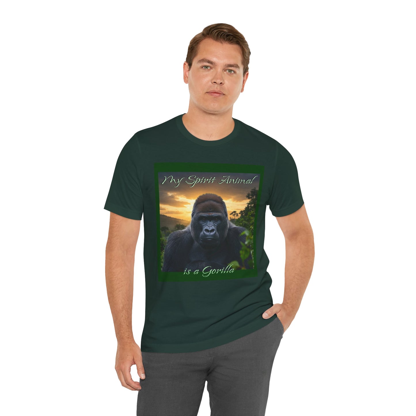 'My Spirit Animal is a Gorilla' T-Shirt - Beautiful Unisex Jersey Tee for Animal Lovers, Conservationists - Schmartypants