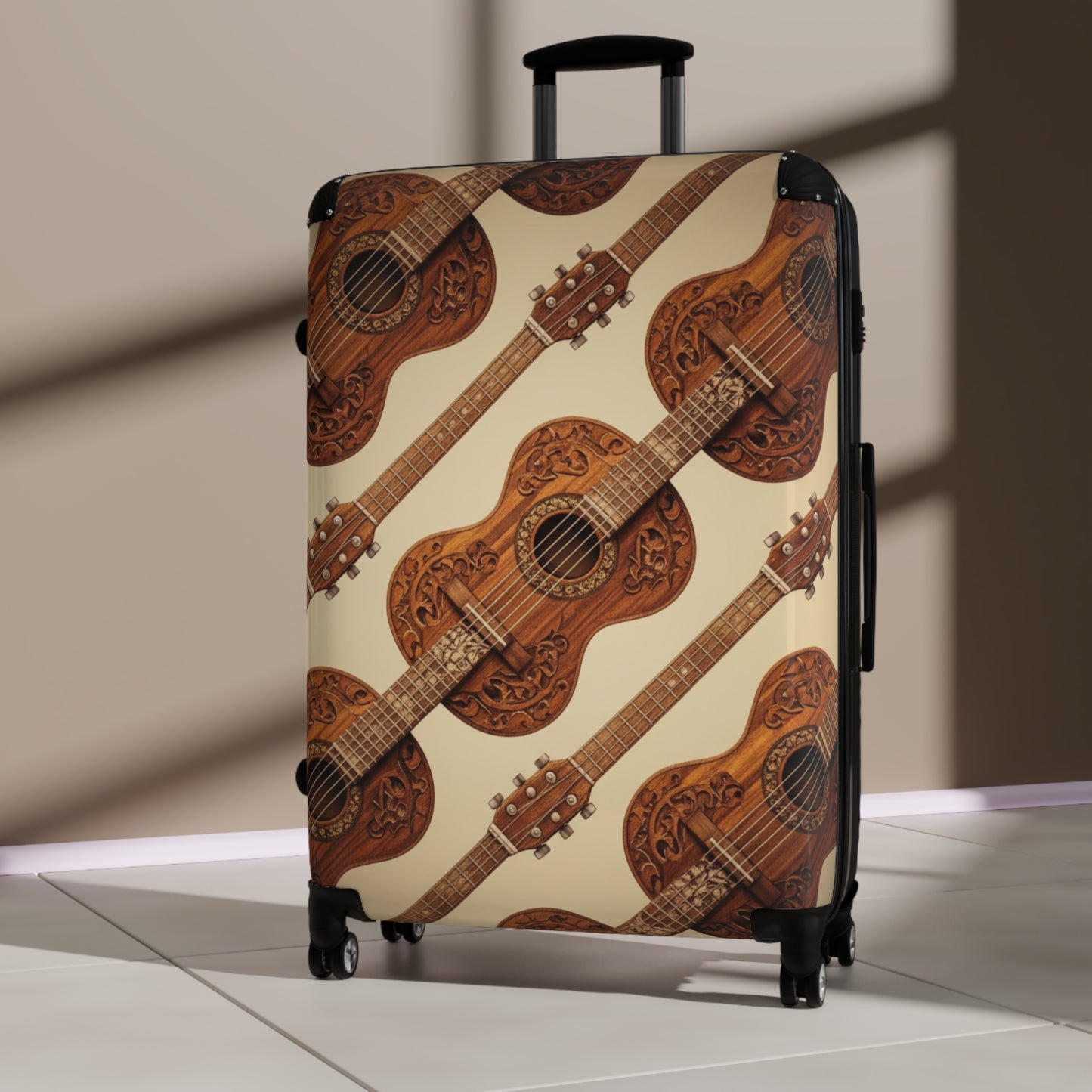 Bohemian Guitar Suitcase - Vintage Luggage, Traveler Gift, Music Lover Accessory, Unique Baggage, Holiday Travel