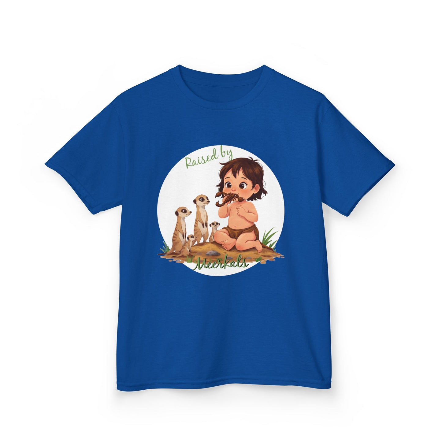 Sweet and Funny 'Raised by Meerkats' Kids Heavy Cotton™ Tee for Girls Who Love Meerkats, Wildlife - Schmartypants