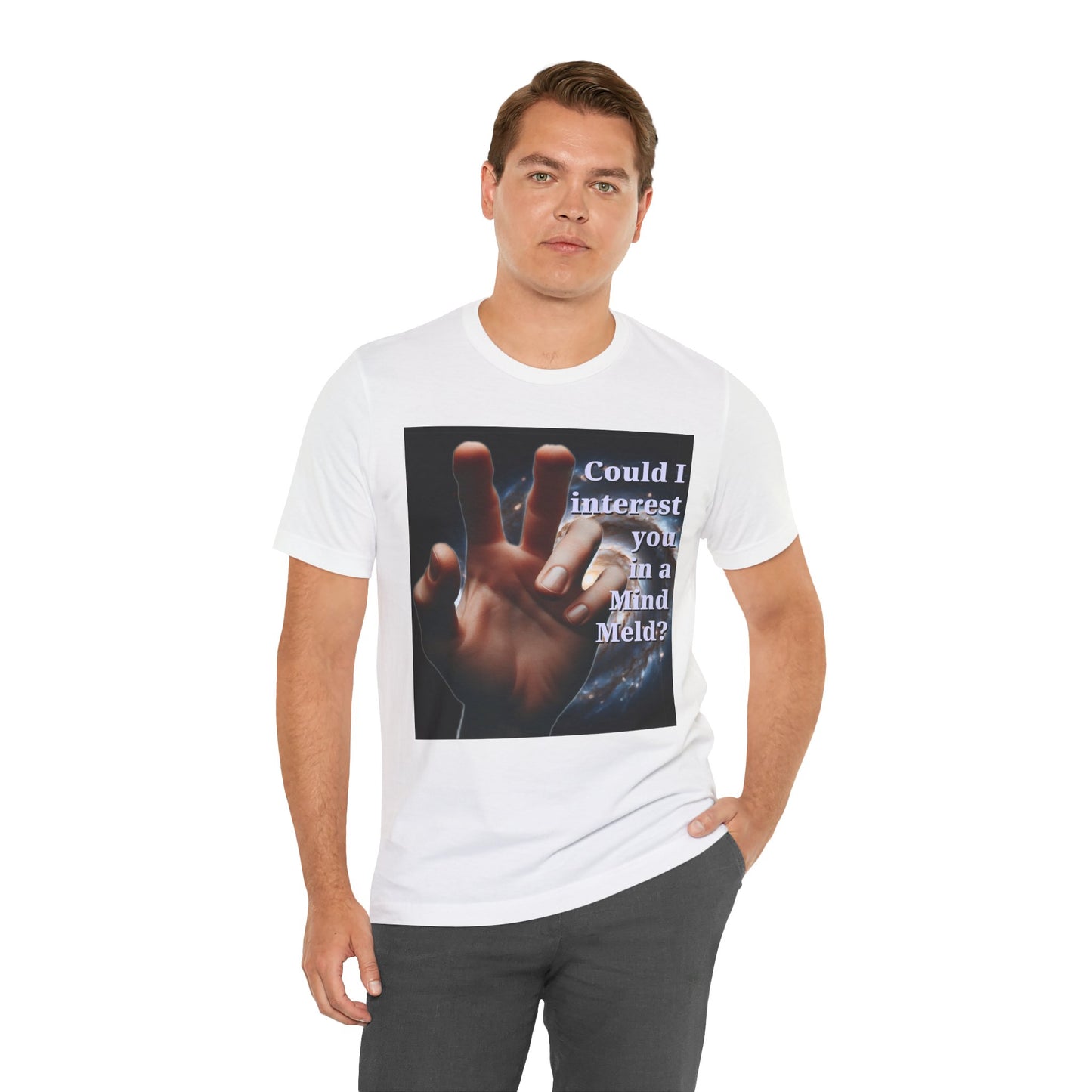 'Could I Interest You in a Mind Meld?' Graphic Tee - Hilarious Unisex Short Sleeve Shirt for Sci-Fi Lovers, Star Trek Fans, & Casual Wear - Schmartypants