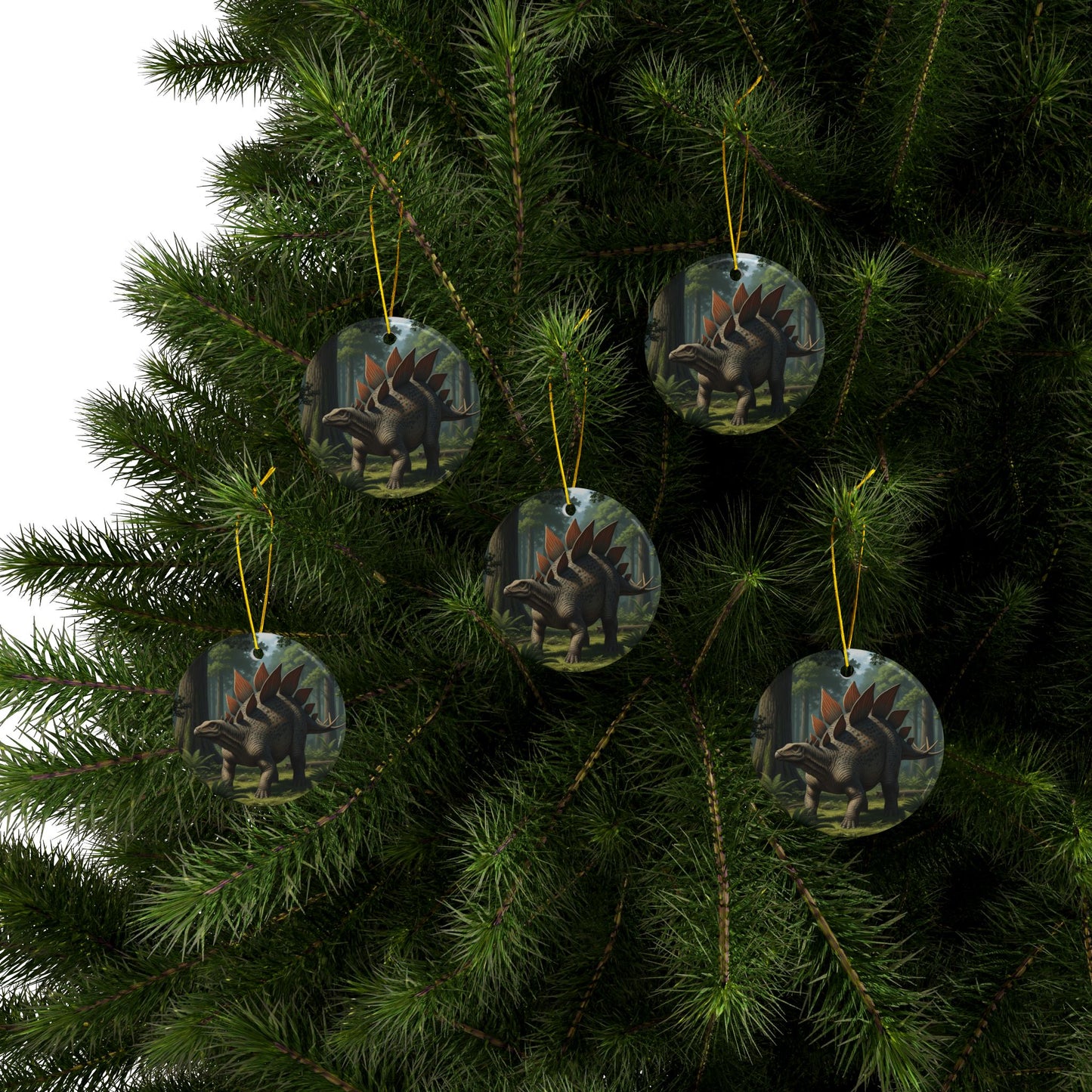 Stegasaurus Jurassic Era Dinosaur Ceramic Christmas Tree Ornaments, Keepsakes, Collectibles, Party Favors