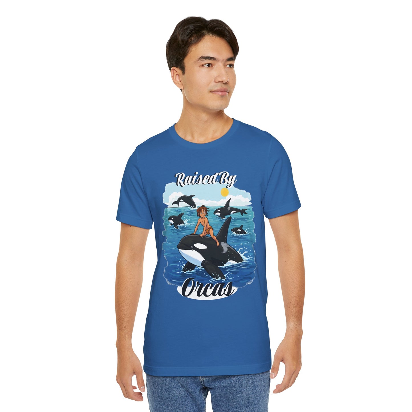 Funny 'Raised by Orca's' Tee - Perfect for Ocean Lovers, Beach Days, Summer Vacations, Gift for Marine Life Enthusiasts, Cute Animal Shirt