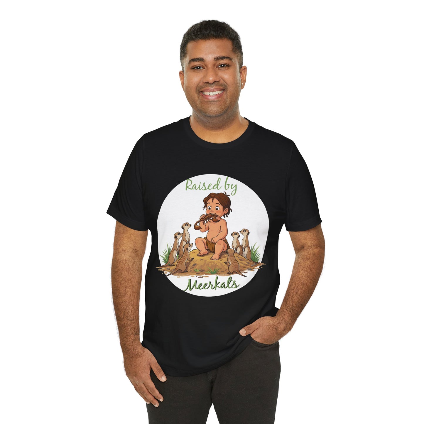 Funny 'Raised by Meerkats' Unisex Tee for Meerkat and Wildlife Lovers - Schmartypants