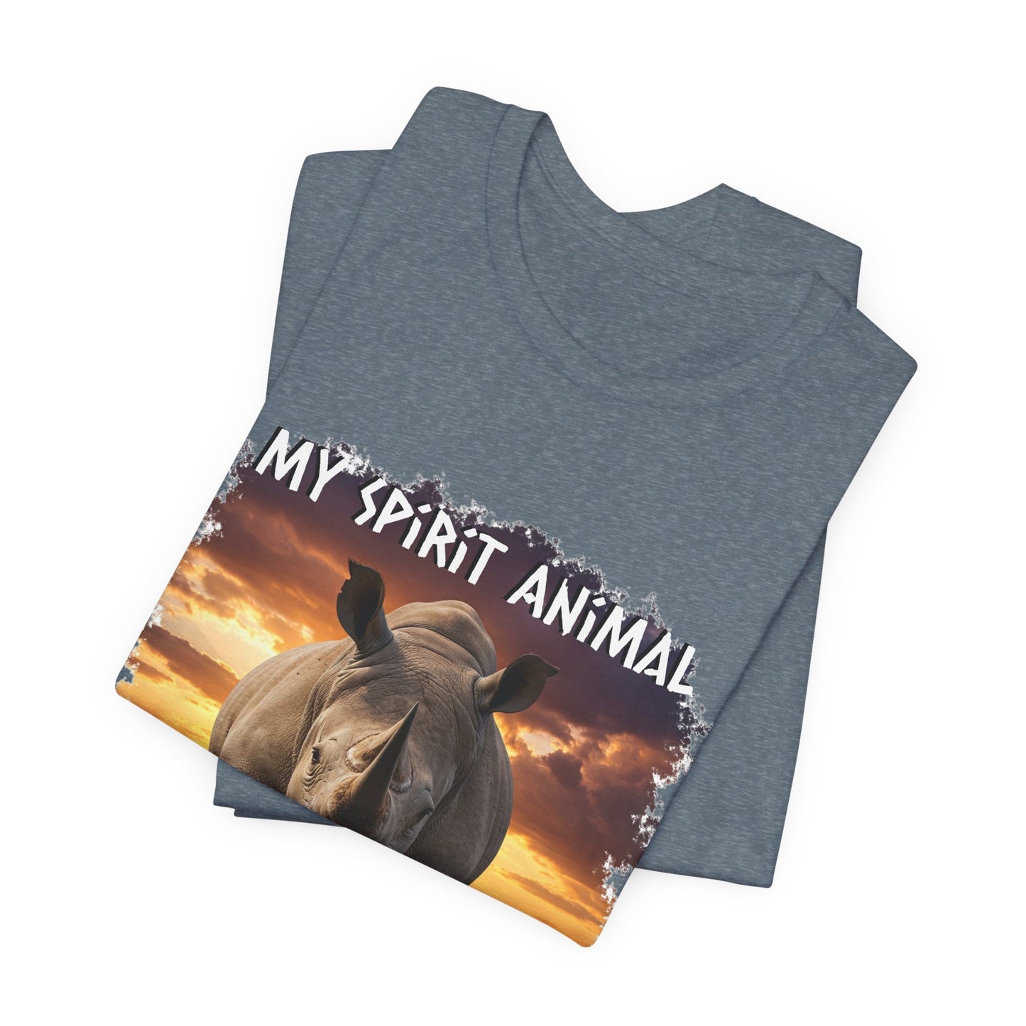Rhino Spirit Animal Tee, Charging Rhinoceros Shirt for Nature Lovers, Zoo Outings, Safaris, Unisex Jersey Short Sleeve Tee
