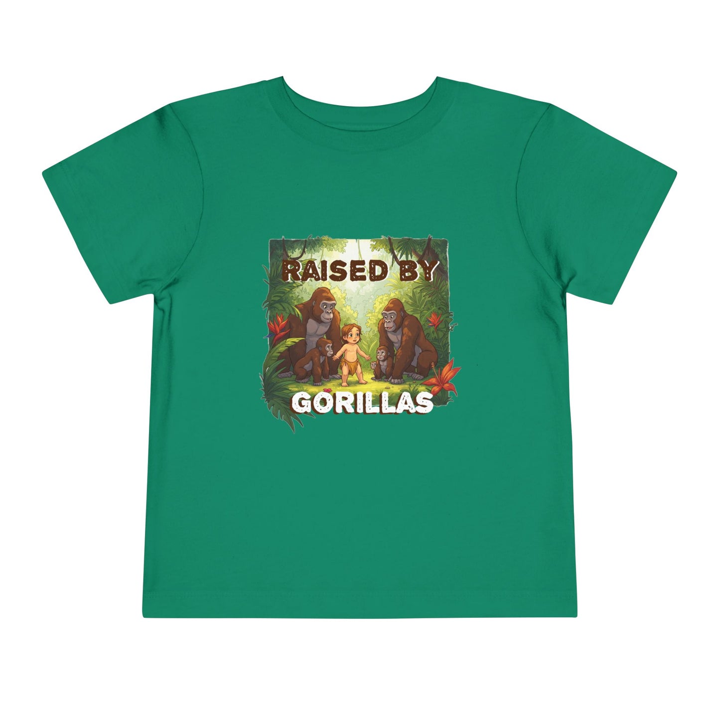 Funny and Adorable Toddler Tee - 'Raised by Gorillas' Design for kids who love gorillas - Schmartypants
