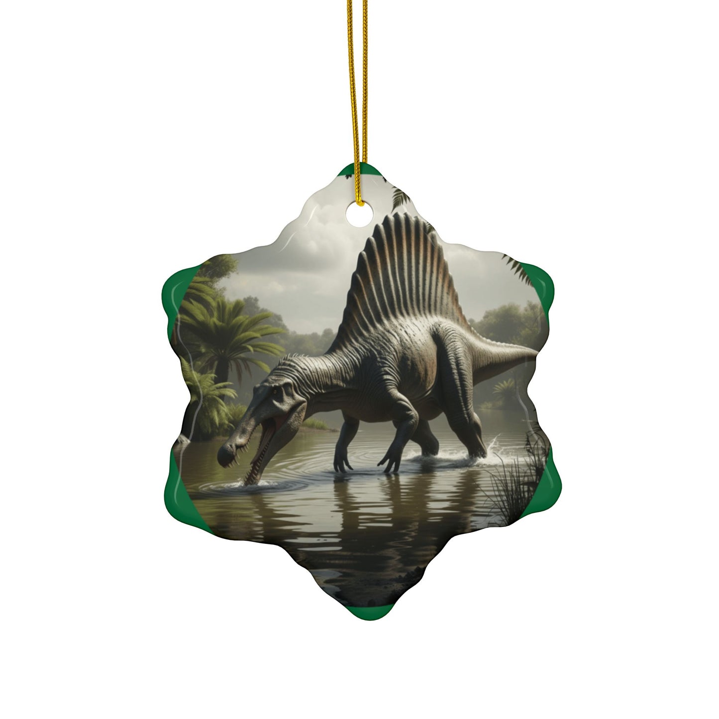 Dinosaur Ceramic Ornaments, Spinosaurus Gifts for Kids, Unique Holiday Decor, Tree Ornaments for Dinosaur Lovers, Set of 1, 3, or 5