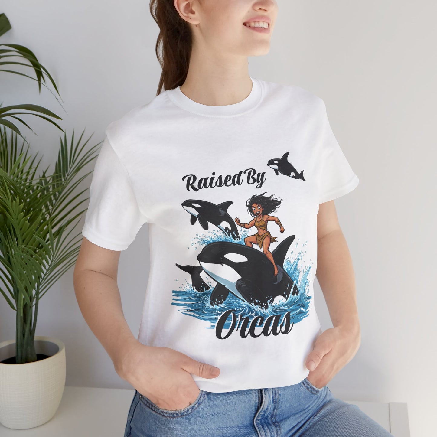 'Raised By Orcas' Unisex Tee | Ocean Lover Shirt, Animal Spirit Tee, Whale Enthusiast Gift, Nautical Apparel, Summer Essentials