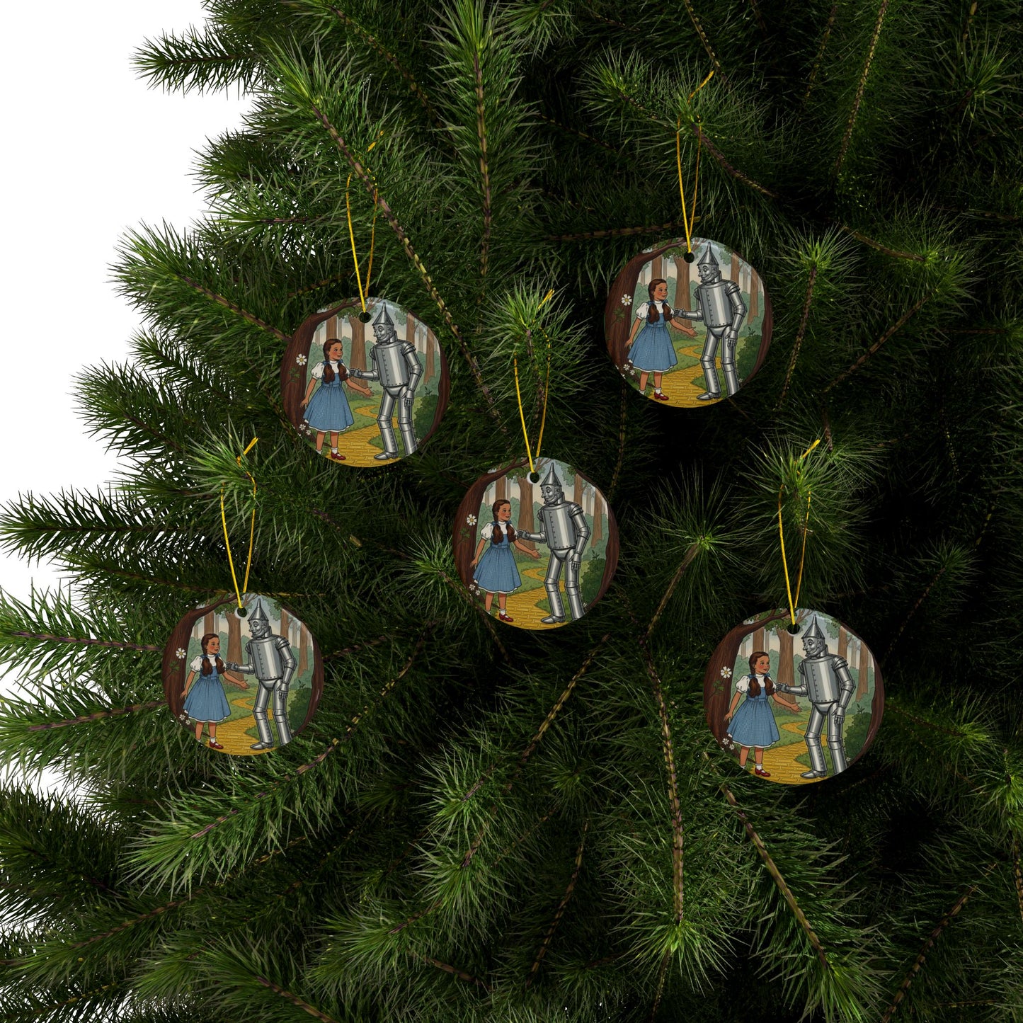 Whimsical Ceramic Ornaments, Wizard of Oz Decor, Holiday Tree Decorations, Unique Gifts for Kids, Magical Keepsakes, 2-Sided Print