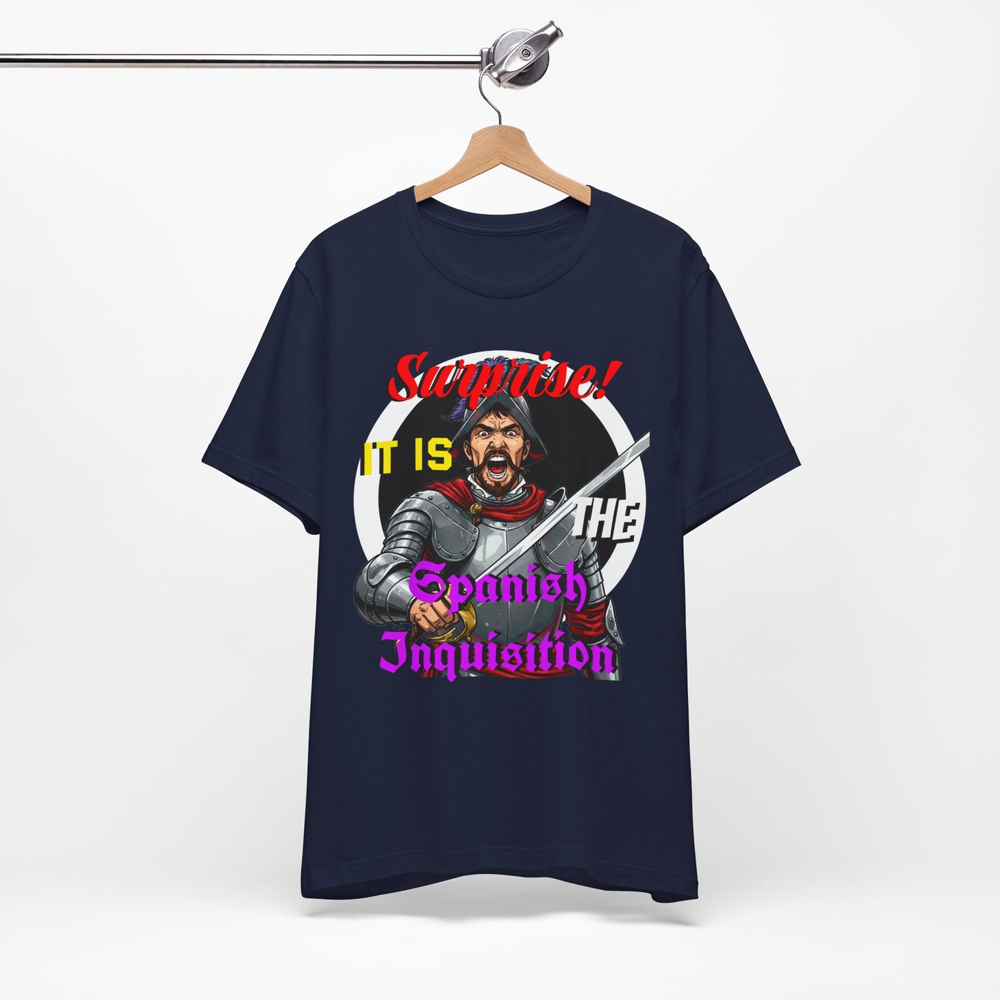 Hilarious Spanish Inquisition T-Shirt, British Humor Tee, Unisex Short Sleeve, Ideal for Parties, Gifts, Comedy Lovers