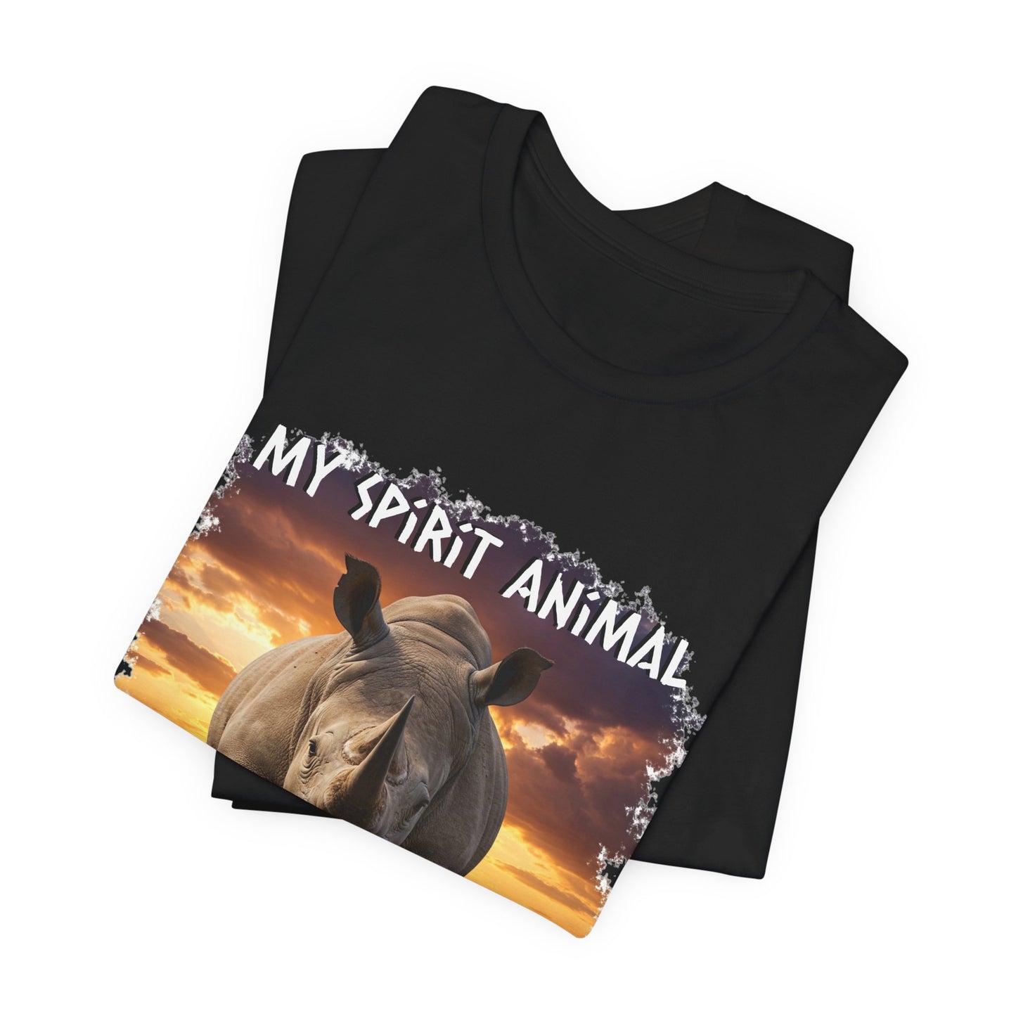 Rhino Spirit Animal Tee, Charging Rhinoceros Shirt for Nature Lovers, Zoo Outings, Safaris, Unisex Jersey Short Sleeve Tee