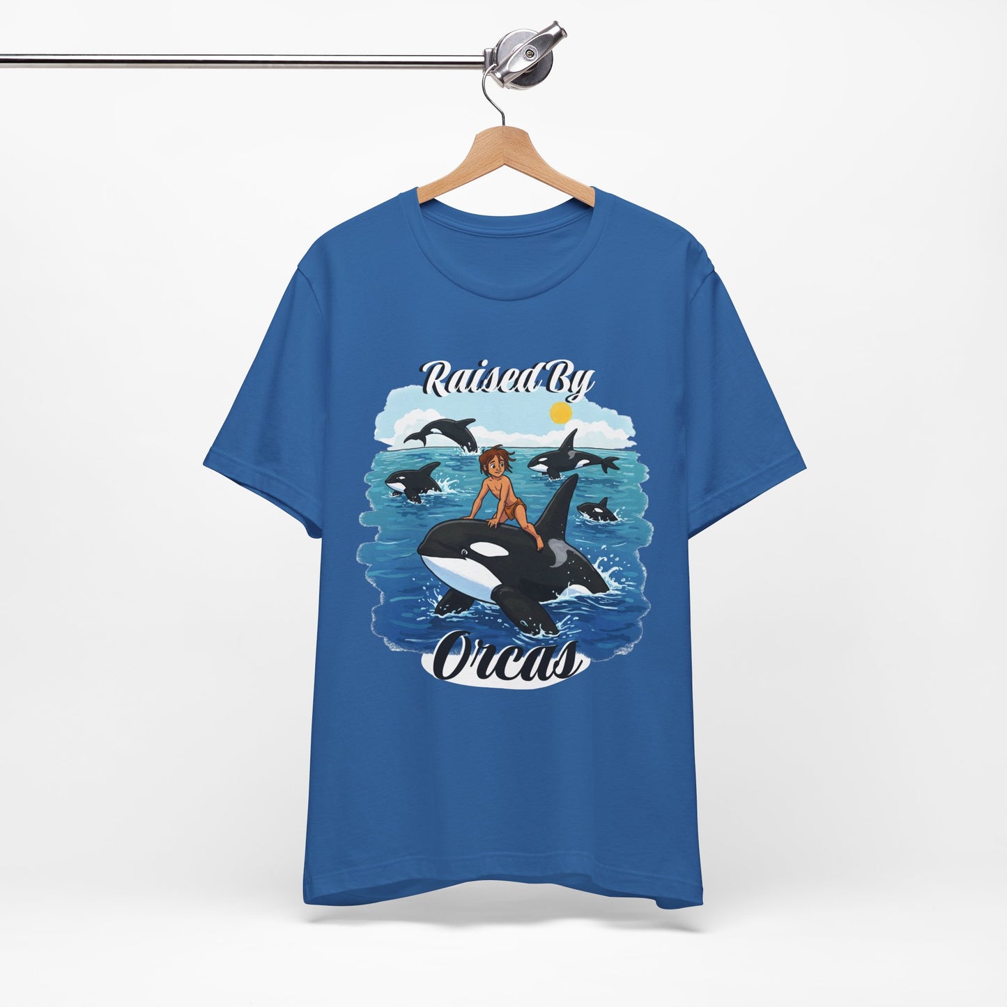 Funny 'Raised by Orca's' Tee - Perfect for Ocean Lovers, Beach Days, Summer Vacations, Gift for Marine Life Enthusiasts, Cute Animal Shirt