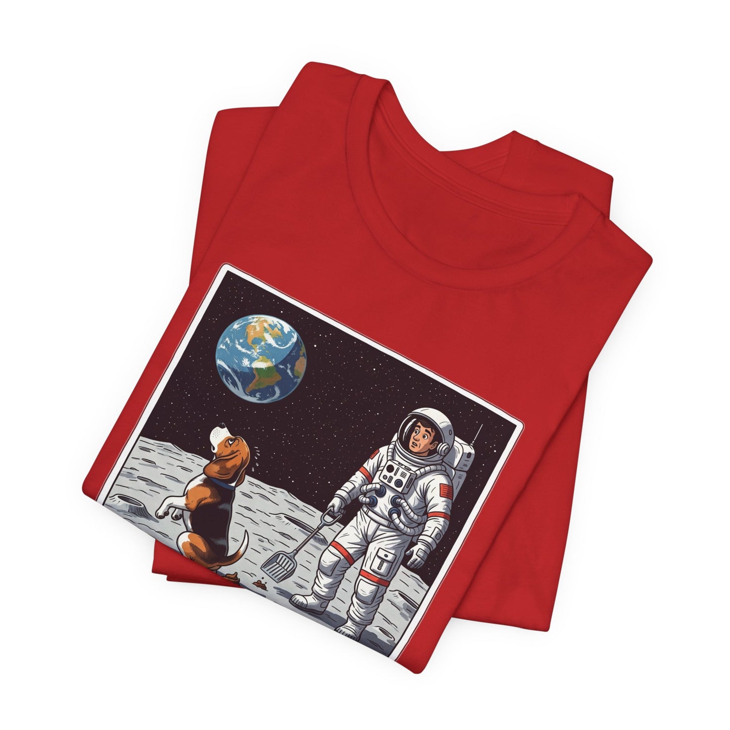 Funny Beagle Moon Landing Tee - "The Beagle Has Landed" Graphic, Pooper Scooping Astronaut Shirt, Unisex Casual T-Shirt, Cool Pet Gift