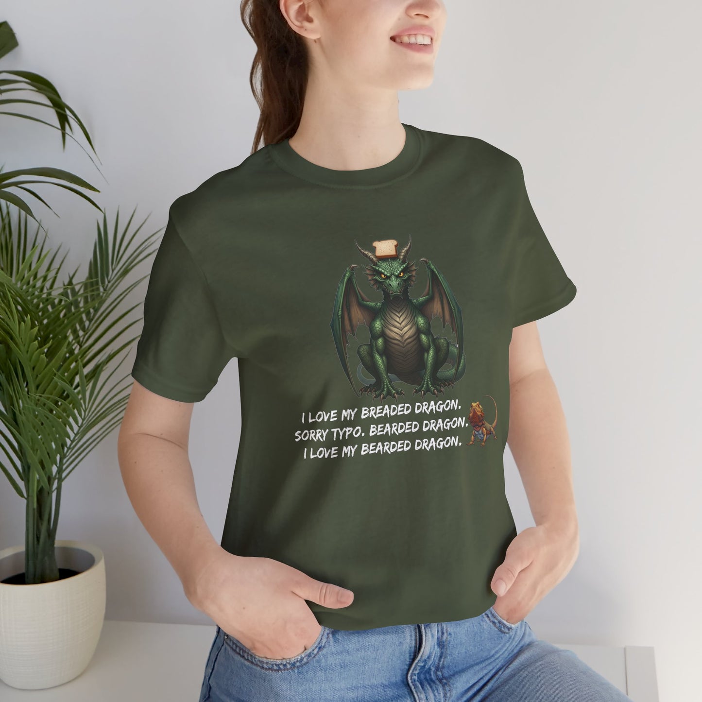 Funny Bearded Dragon Typo Unisex Tee, I Love Breaded Dragons Sorry Typo, Bearded Dragon Shirt, Pet Owner Gift, Reptile Lover Shirt, Dragon