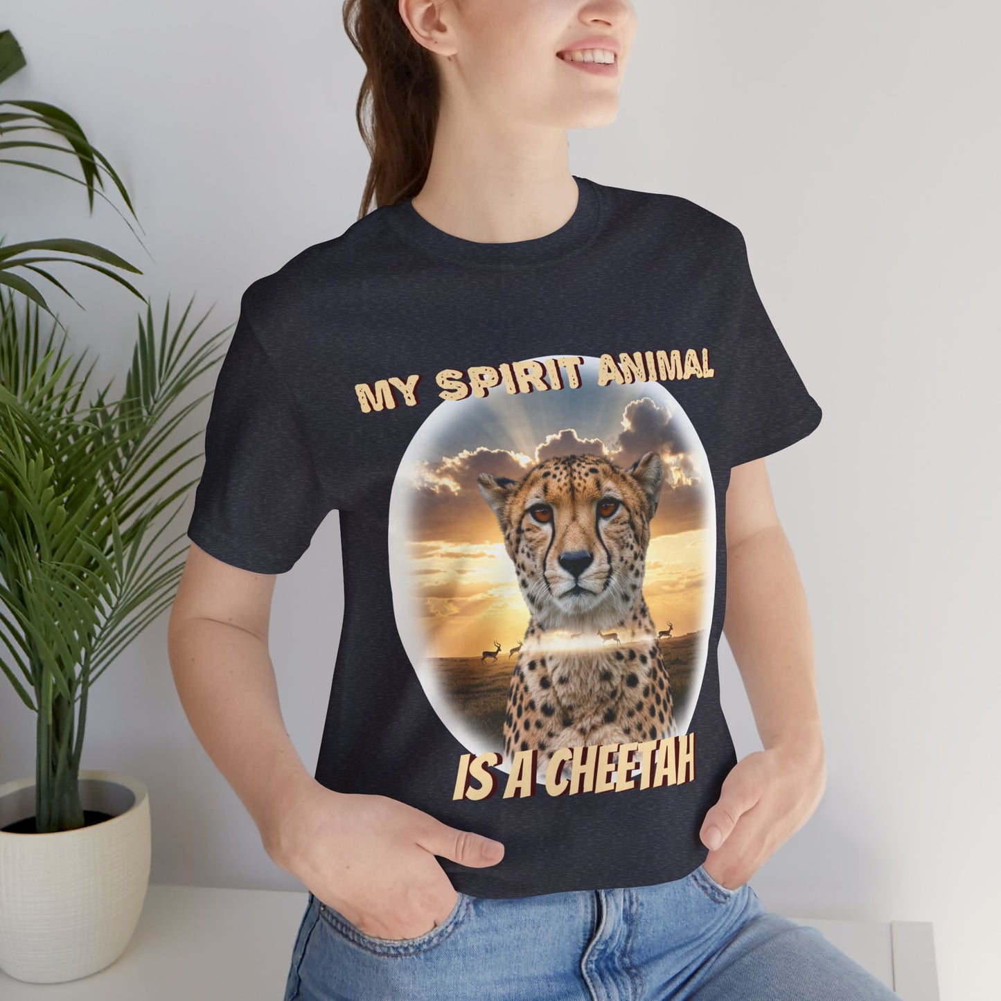 Unisex Jersey Tee - My Spirit Animal is a Cheetah - Beautiful Cheetah Natura Lover Statement - Schmartypants