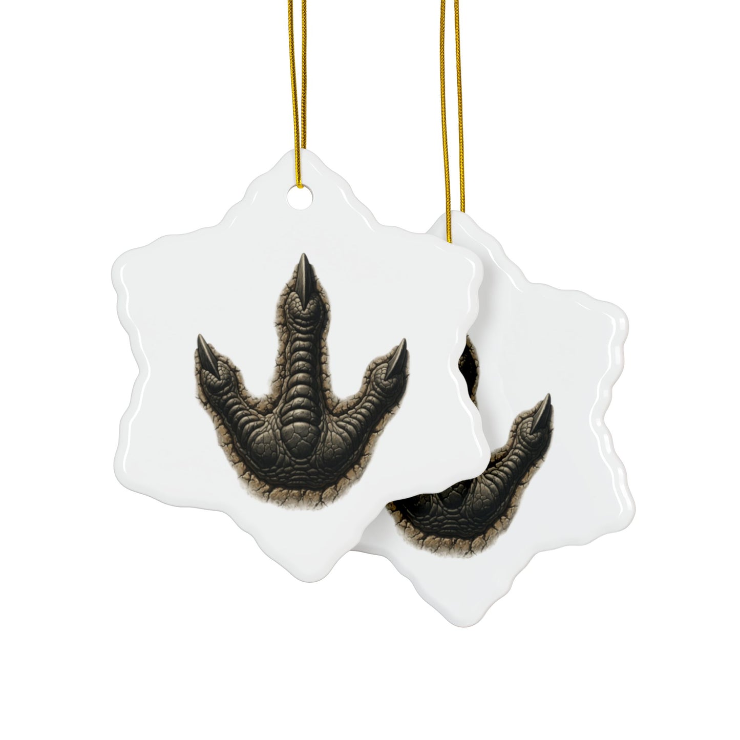 Unique Ceramic Ornaments - 2-Sided Print, Dinosaur Fossil Footprint Design, Perfect for Holiday Decor, Gifts, Home Decor, Tree Ornaments