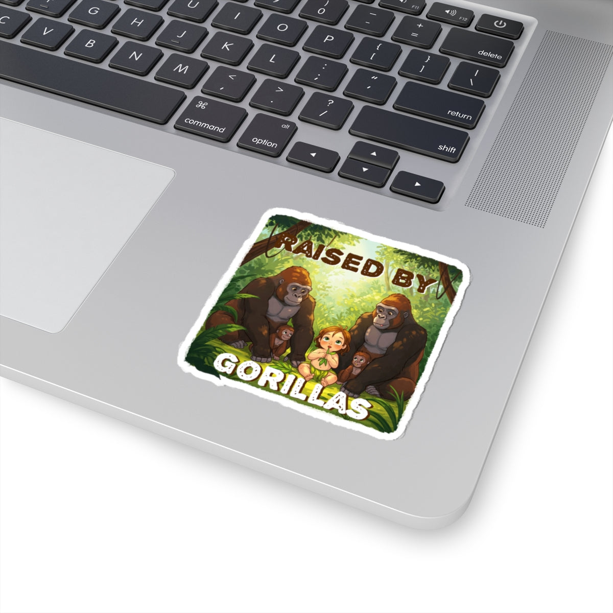'Raised by Gorillas' Kiss-Cut Stickers - Fun Animal Lovers Decor (female character version) - Schmartypants