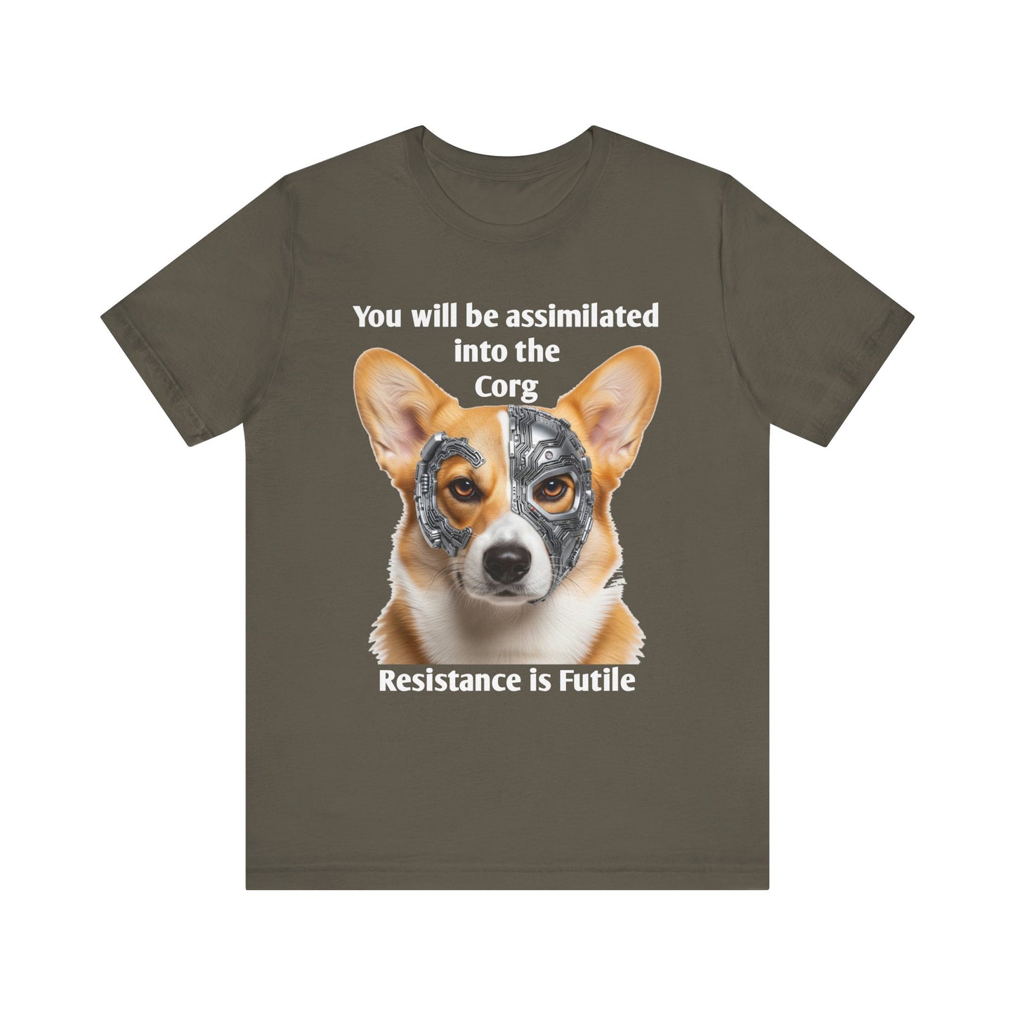 Star Trek Corgi Unisex Tee, Borg Implants, Resistance is Futile, Funny Gift for Corgi Lovers, Trekkies, Trekkie Conventions, Dog Park