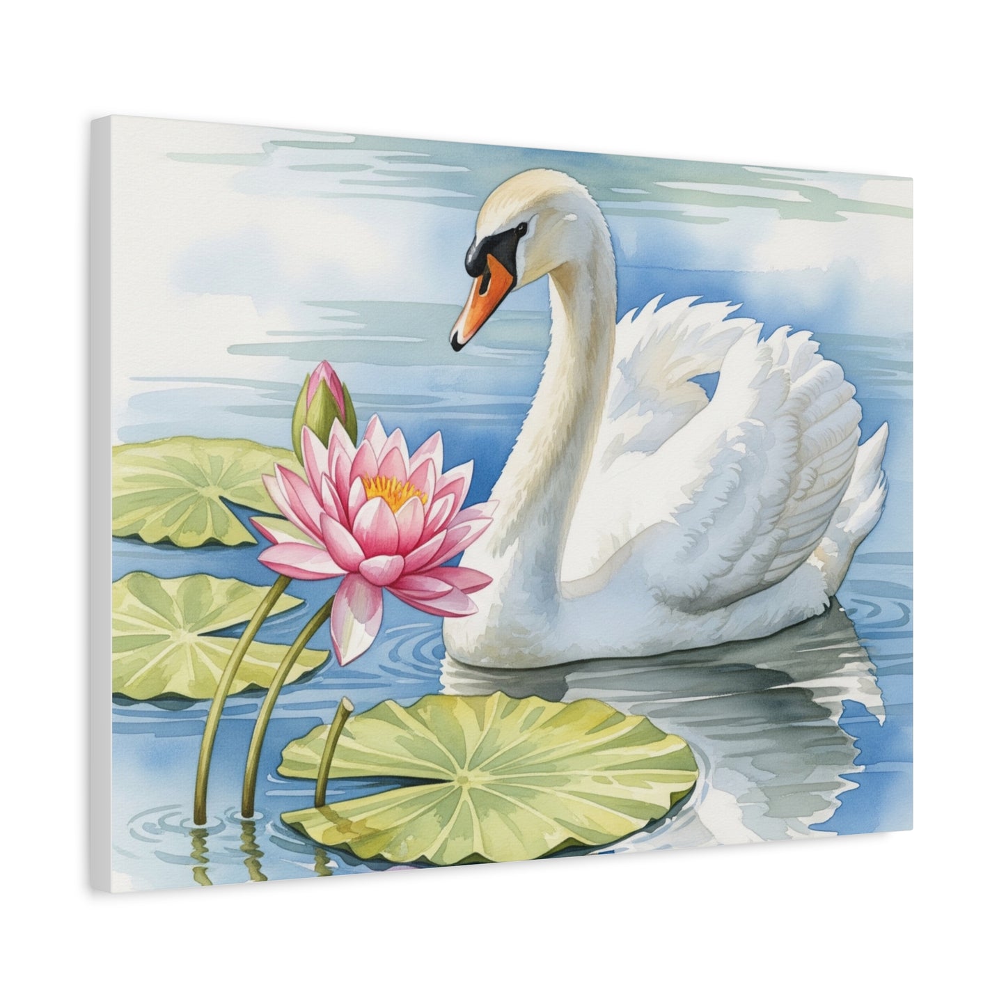 Swan and Lotus Canvas Art, Home Décor, Nature Wall Art, Gift for Nature Lovers, Floral Artwork