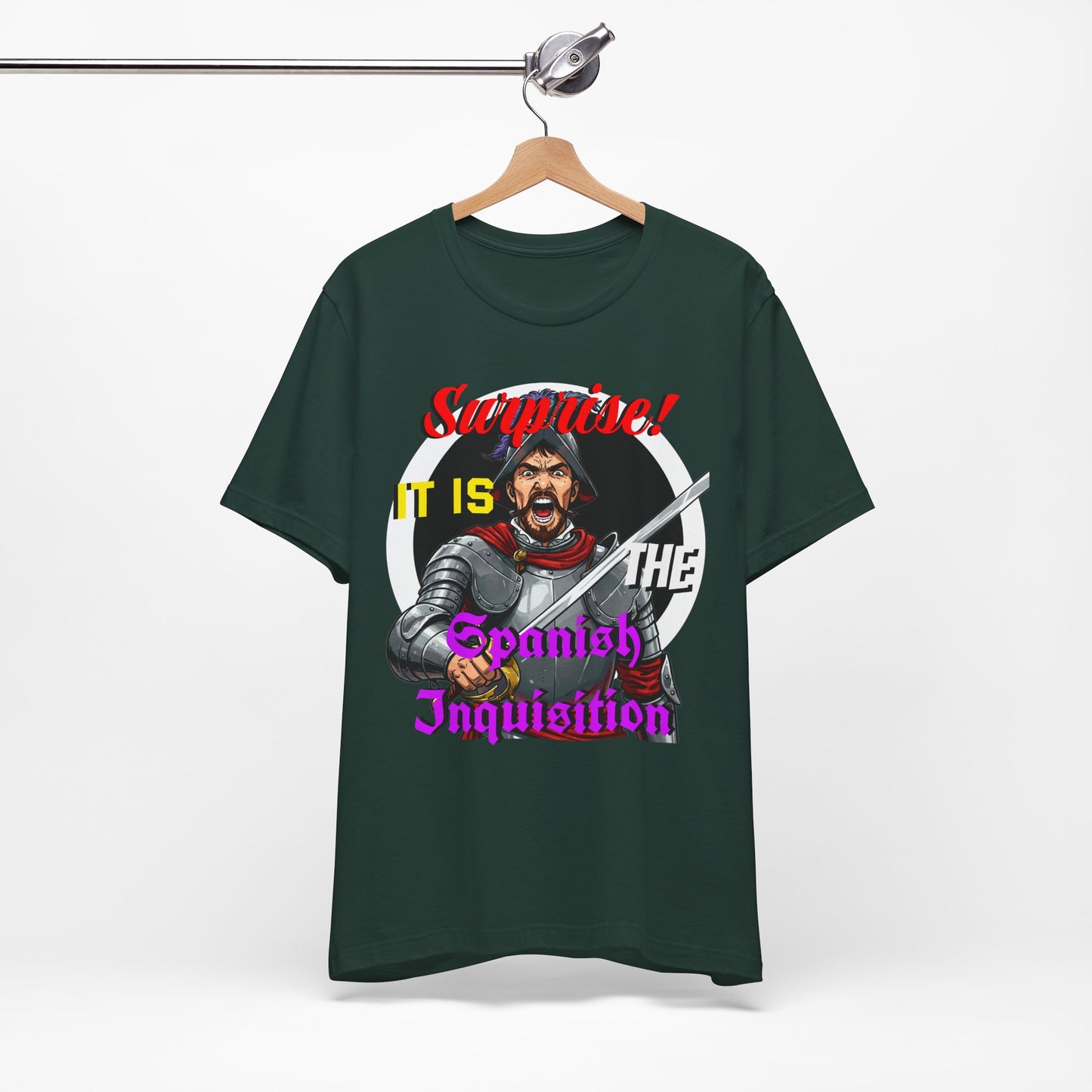 Hilarious Spanish Inquisition T-Shirt, British Humor Tee, Unisex Short Sleeve, Ideal for Parties, Gifts, Comedy Lovers