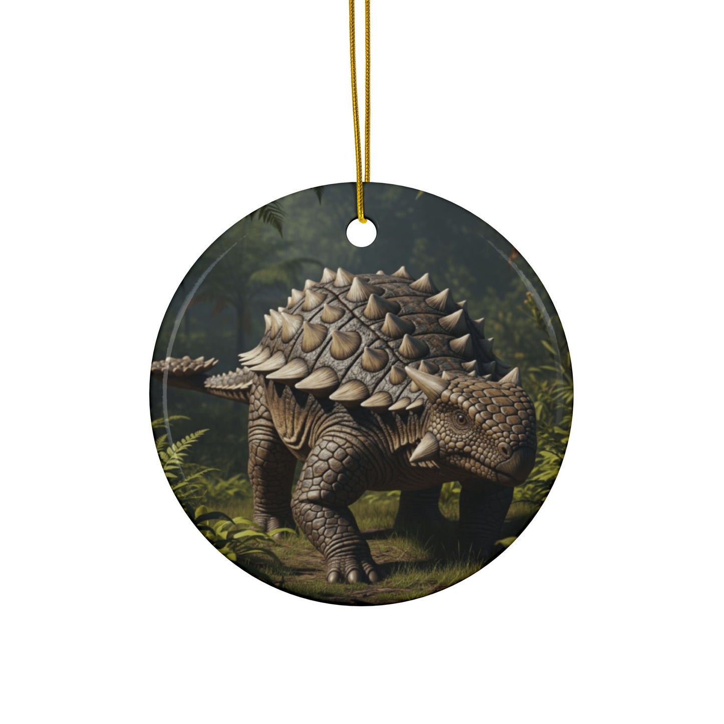Ankylosaurus Dinosaur-Themed Ceramic Ornaments, Unique Holiday Decor, Perfect for Kids' Rooms, Gifts for Nature Lovers, 2-Sided Print