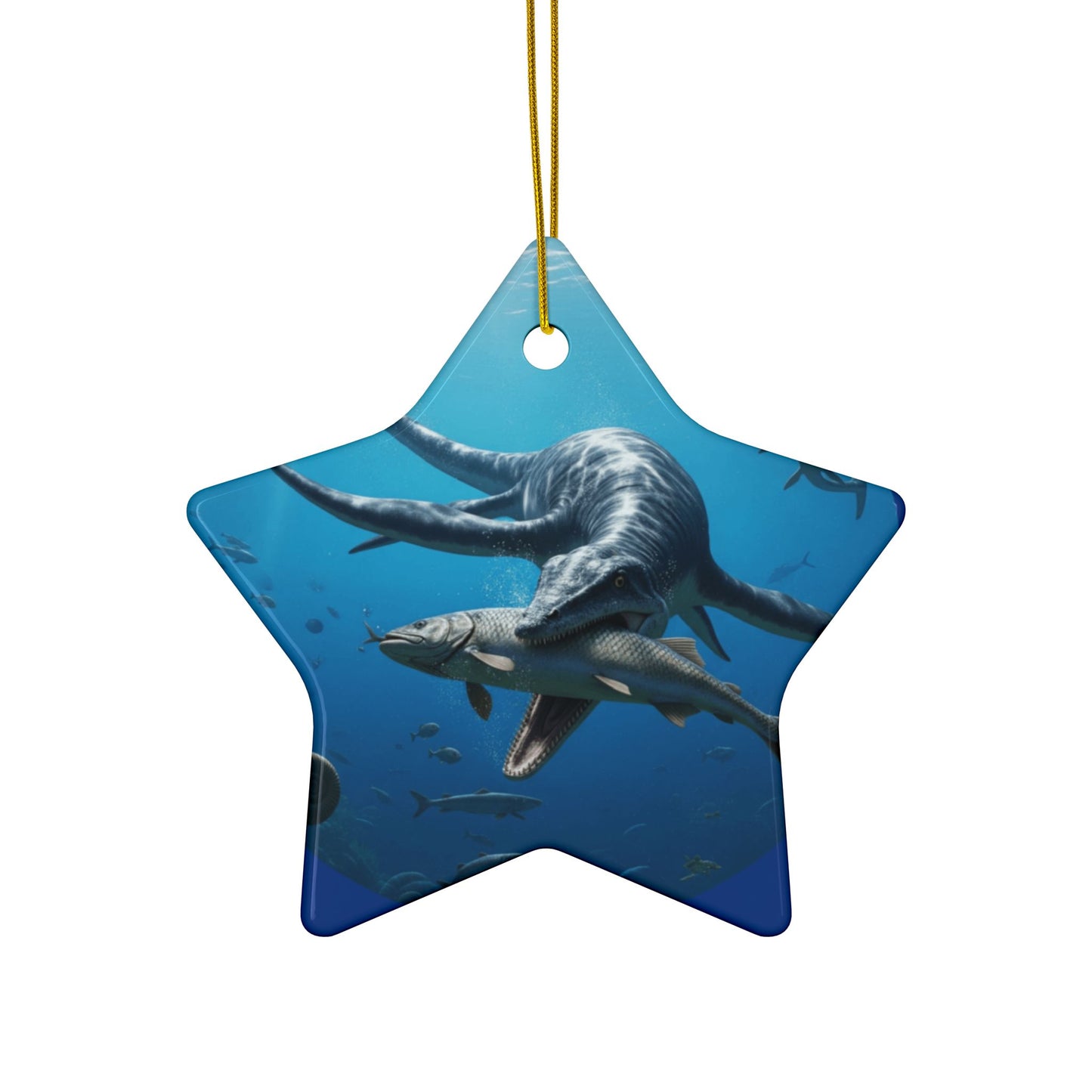 Ceramic Ornaments, Dinosaur Plesiosaur Decor, 2-Side Print, Holiday Tree Decoration, Christmas Ornament, Dino Lover Gift, Prehistoric Decor,
