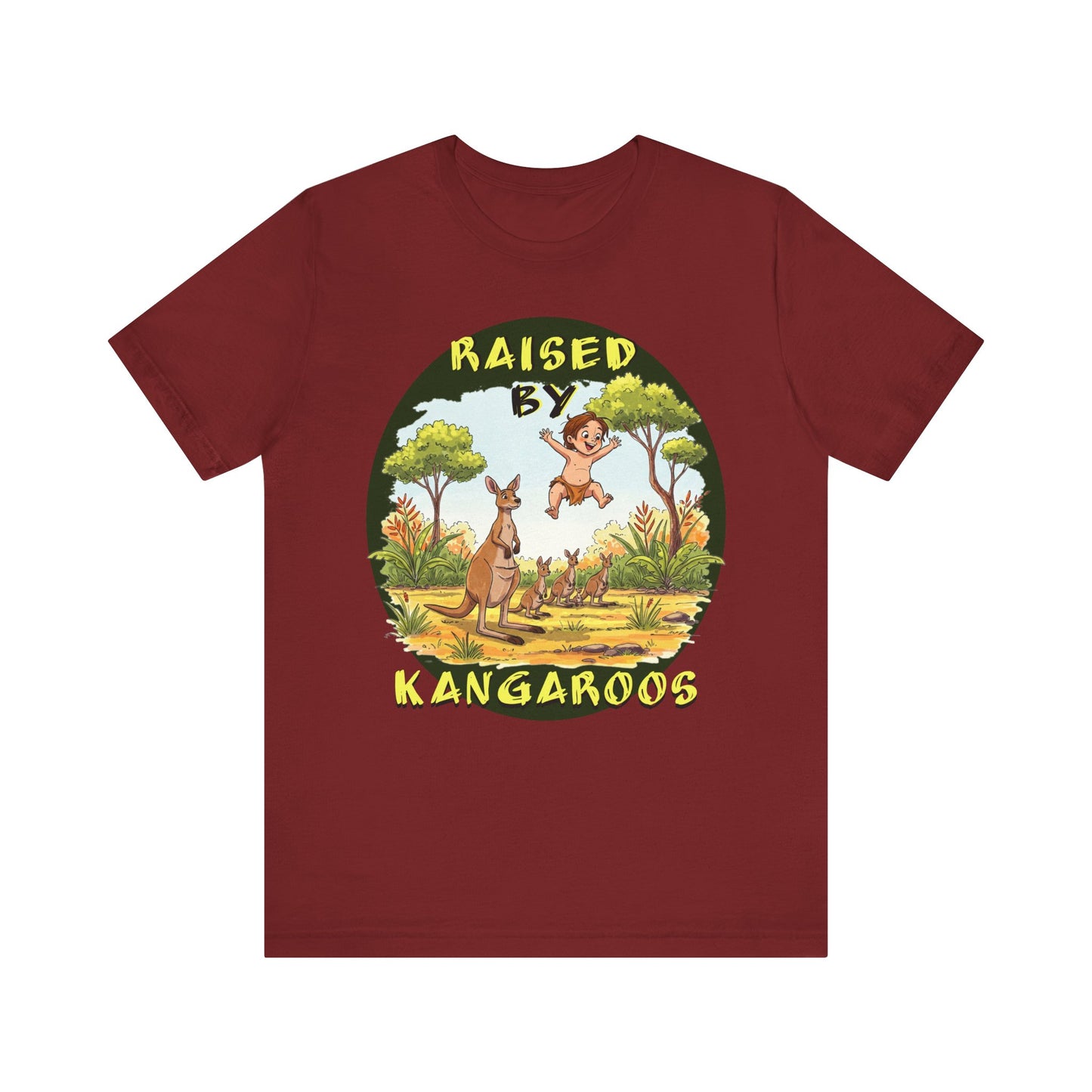 'Raised by Kangaroos' Unisex Short Sleeve Tee - Fun and Playful T-Shirt for Animal Lovers, Aussies - Schmartypants