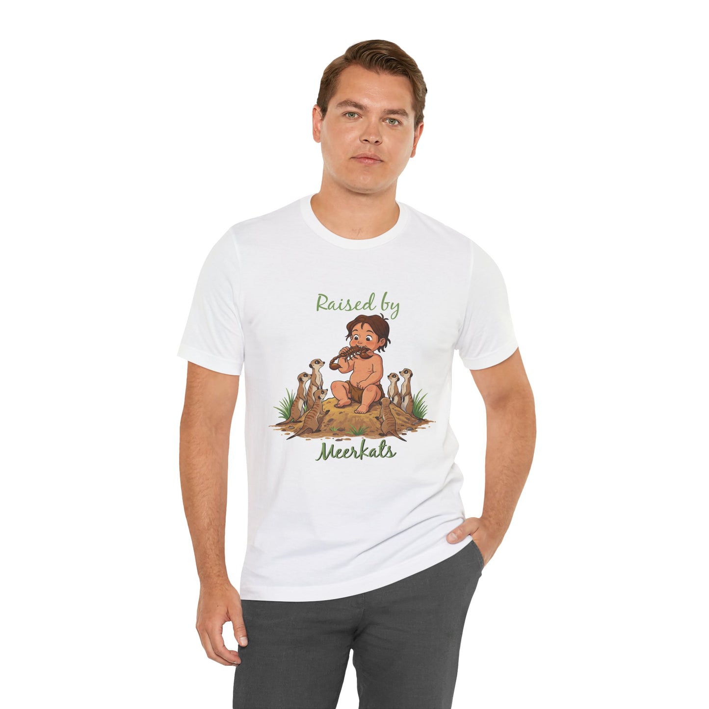 Funny 'Raised by Meerkats' Unisex Tee for Meerkat and Wildlife Lovers - Schmartypants