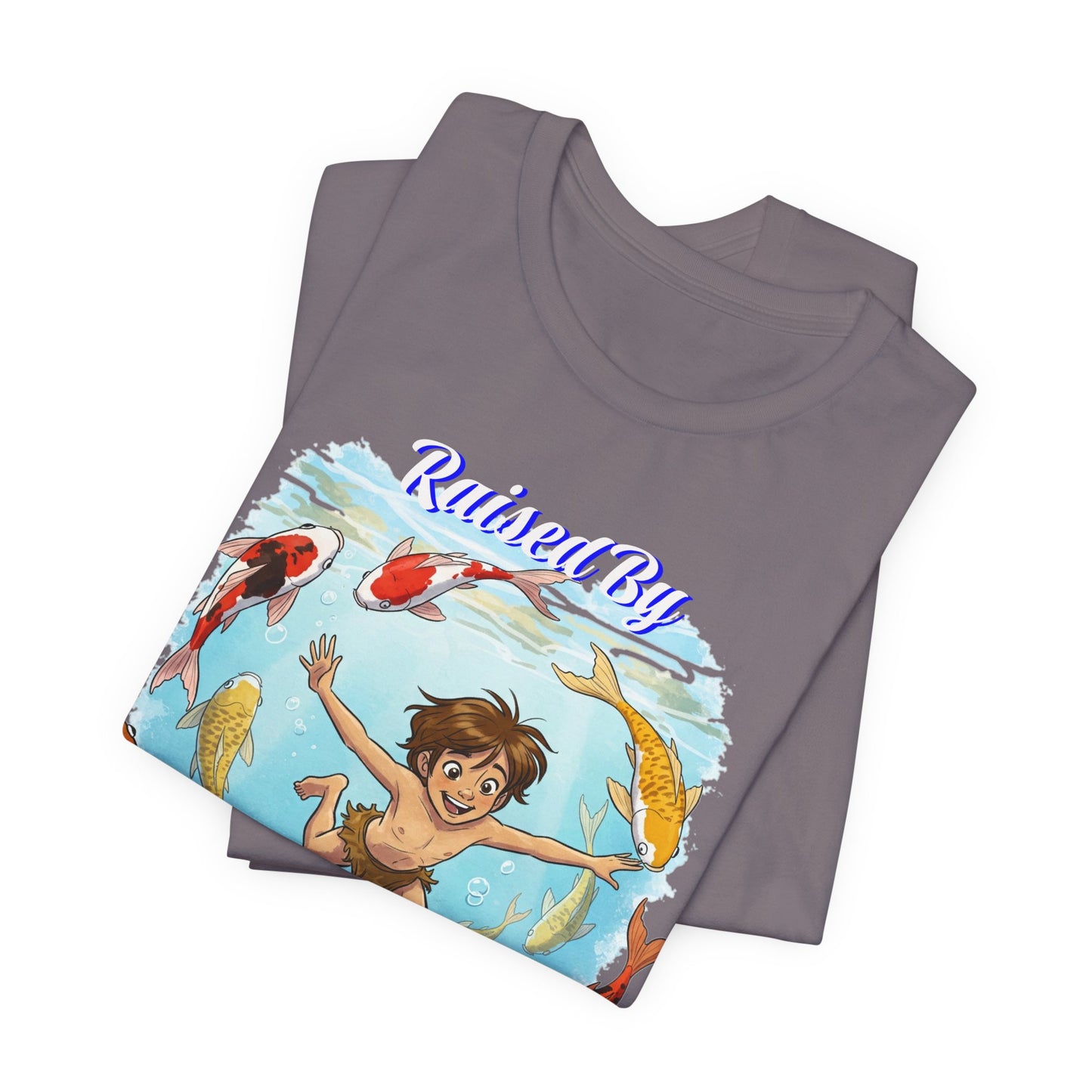 'Raised By Koi; Unisex Jersey Tee - Funny Graphic Tee for Aquatic Lovers, Cute Gift for Birthdays, Casual Wear, Summer Fashion, Relaxed Style - Schmartypants