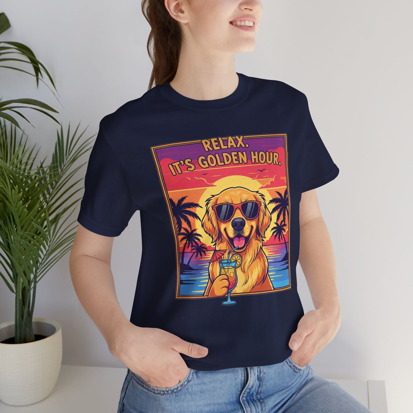 Golden Hour Golden Retriever Tee - Relax It's Golden Hour Shirt, Dog Lover Gift, Summer Vibes Tee, Vacation Outfit, Funny Pet Shirt