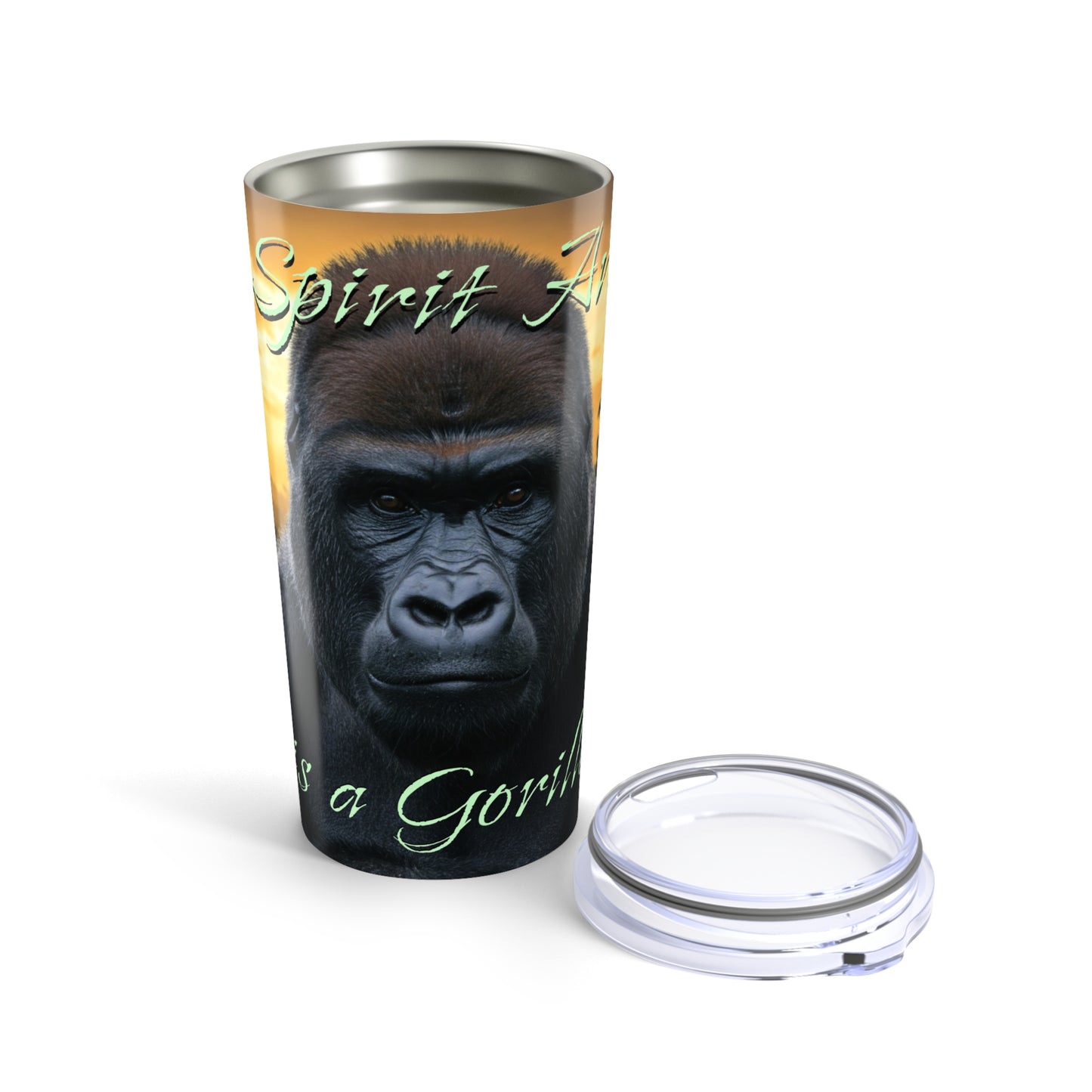 20oz 'My Spirit Animal is a Gorilla' Tumbler - Beautiful Travel Mug for Animal Lovers, Conservationists - Schmartypants
