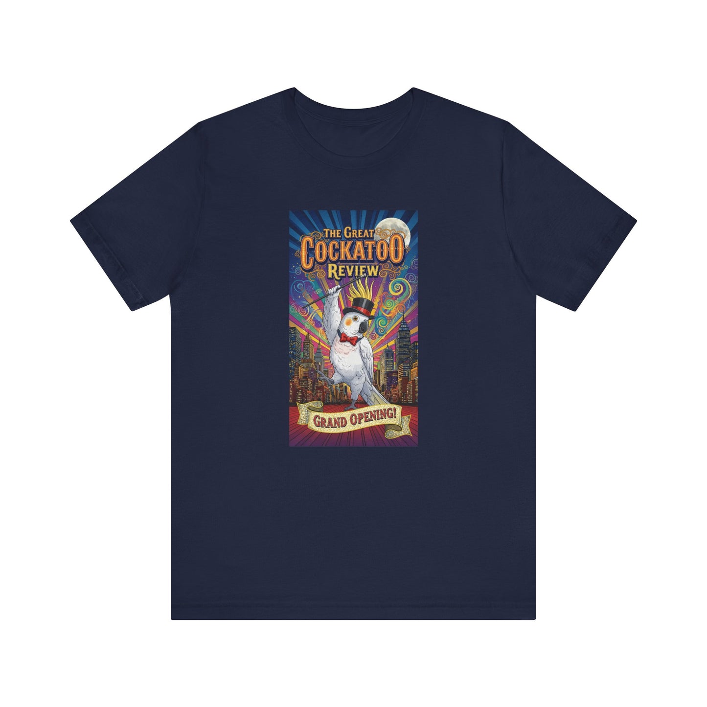 Grand Opening Cockatoo Review Tee - Funny Bird Graphic T-Shirt, Unique Gift for Cockatoo Owners, Casual Wear, Animal Lover Shirt