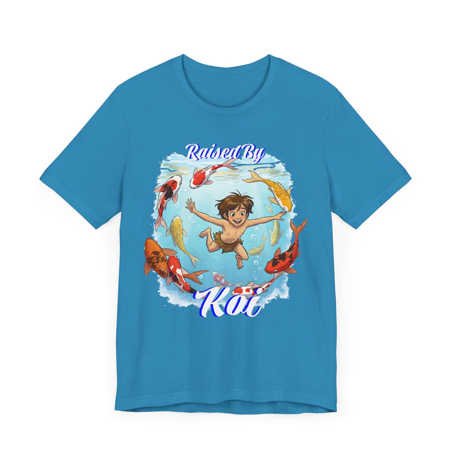 'Raised By Koi; Unisex Jersey Tee - Funny Graphic Tee for Aquatic Lovers, Cute Gift for Birthdays, Casual Wear, Summer Fashion, Relaxed Style - Schmartypants