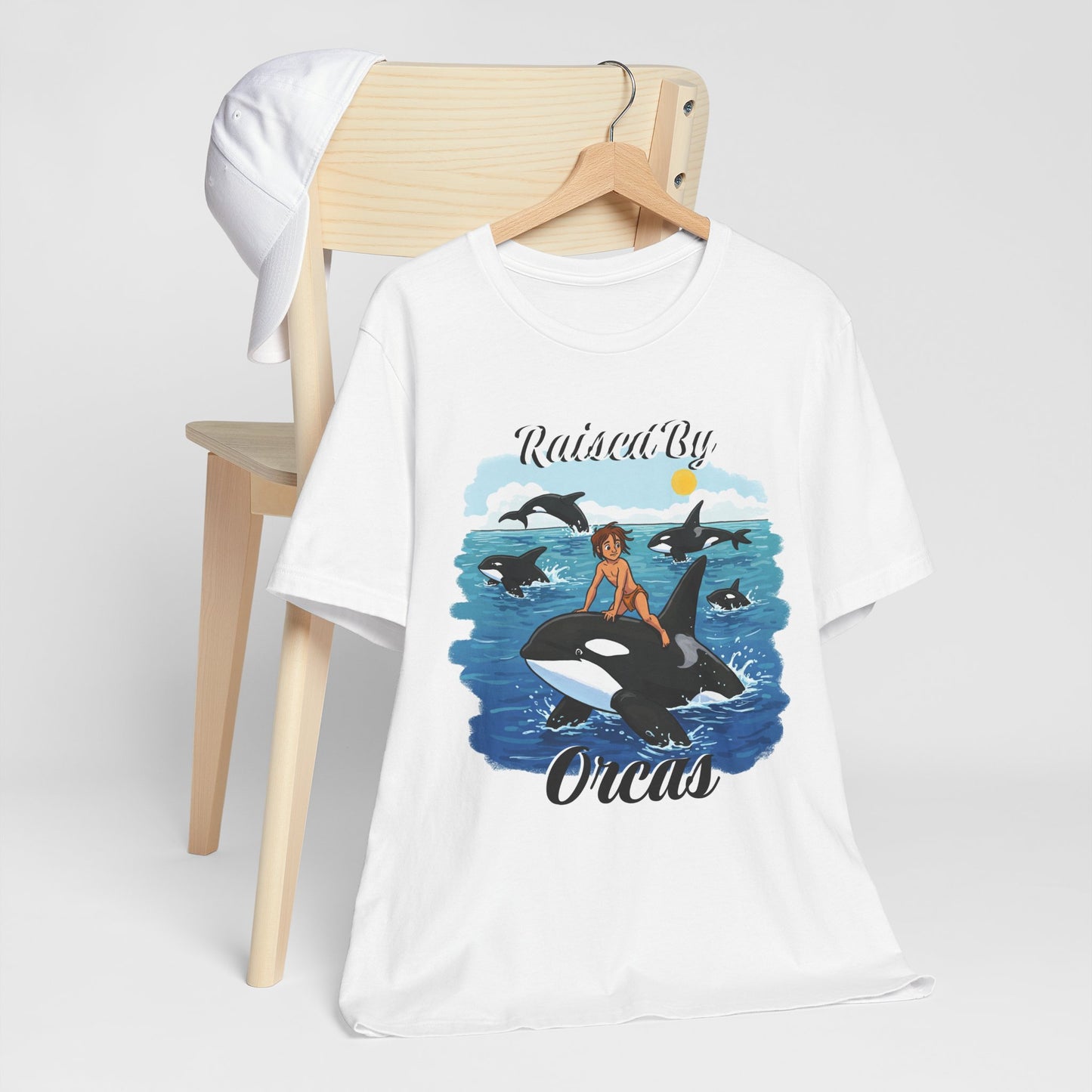 Funny 'Raised by Orca's' Tee - Perfect for Ocean Lovers, Beach Days, Summer Vacations, Gift for Marine Life Enthusiasts, Cute Animal Shirt