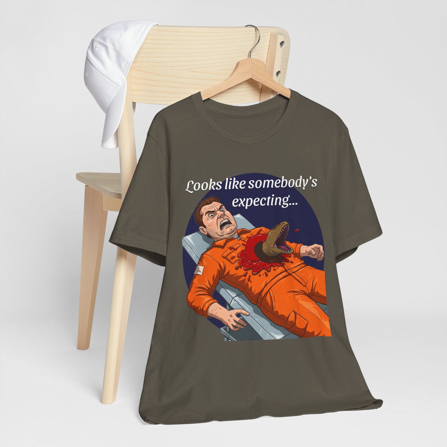 Maternity Tee for Sci-Fi Lovers, Funny Space Station Crew Member Giving Birth, Alien Movie Fan Shirt