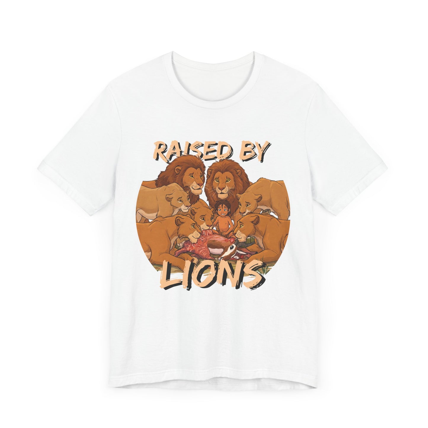 Raised by Lions Unisex Jersey Tee – Empowering, Humorous Graphic T-Shirt for Animal Lovers, Lion Lovers - Schmartypants