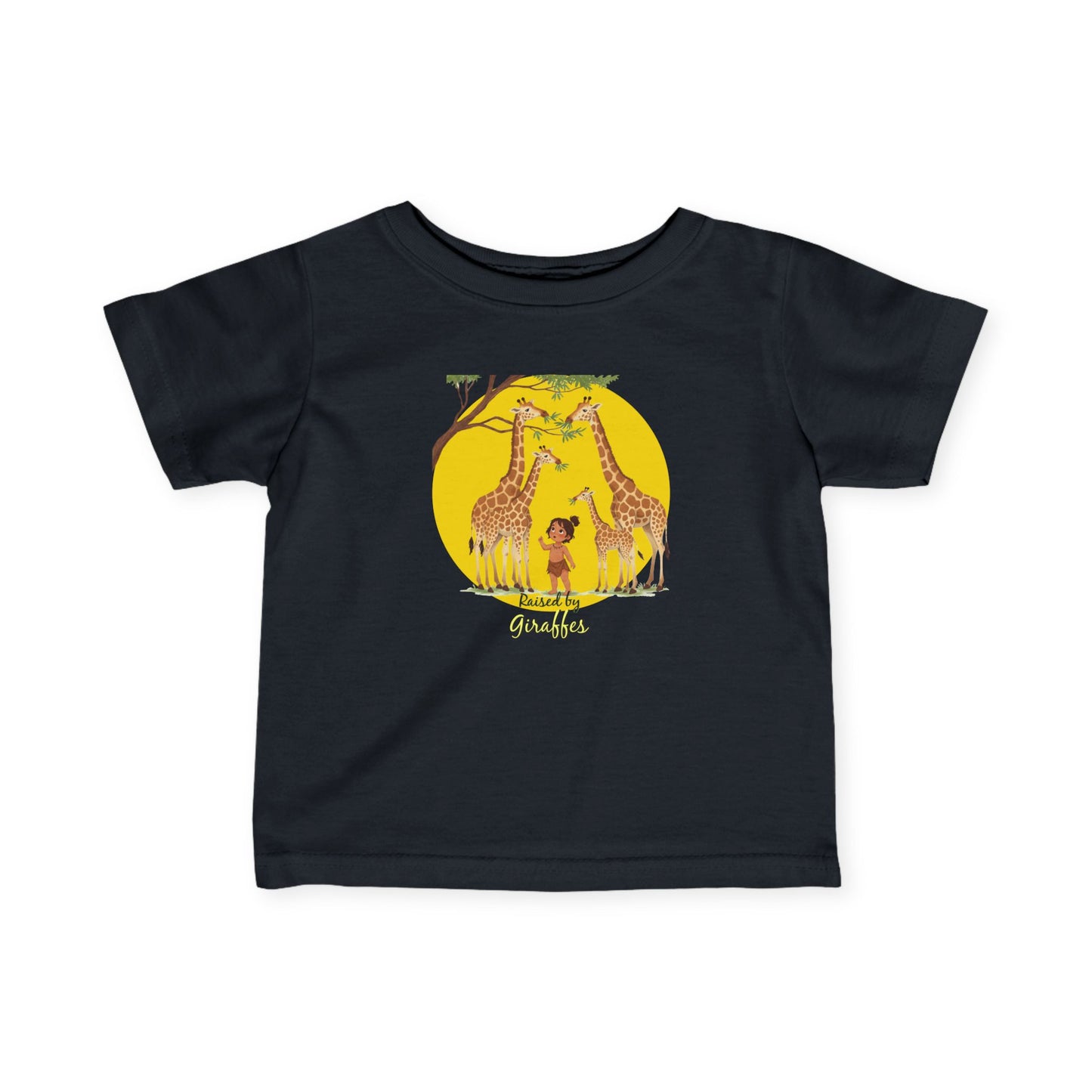 Cute, Funny Giraffe Infant Fine Jersey Tee - 'Raised By Giraffes' Shirt - Perfect Baby Gift - Schmartypants