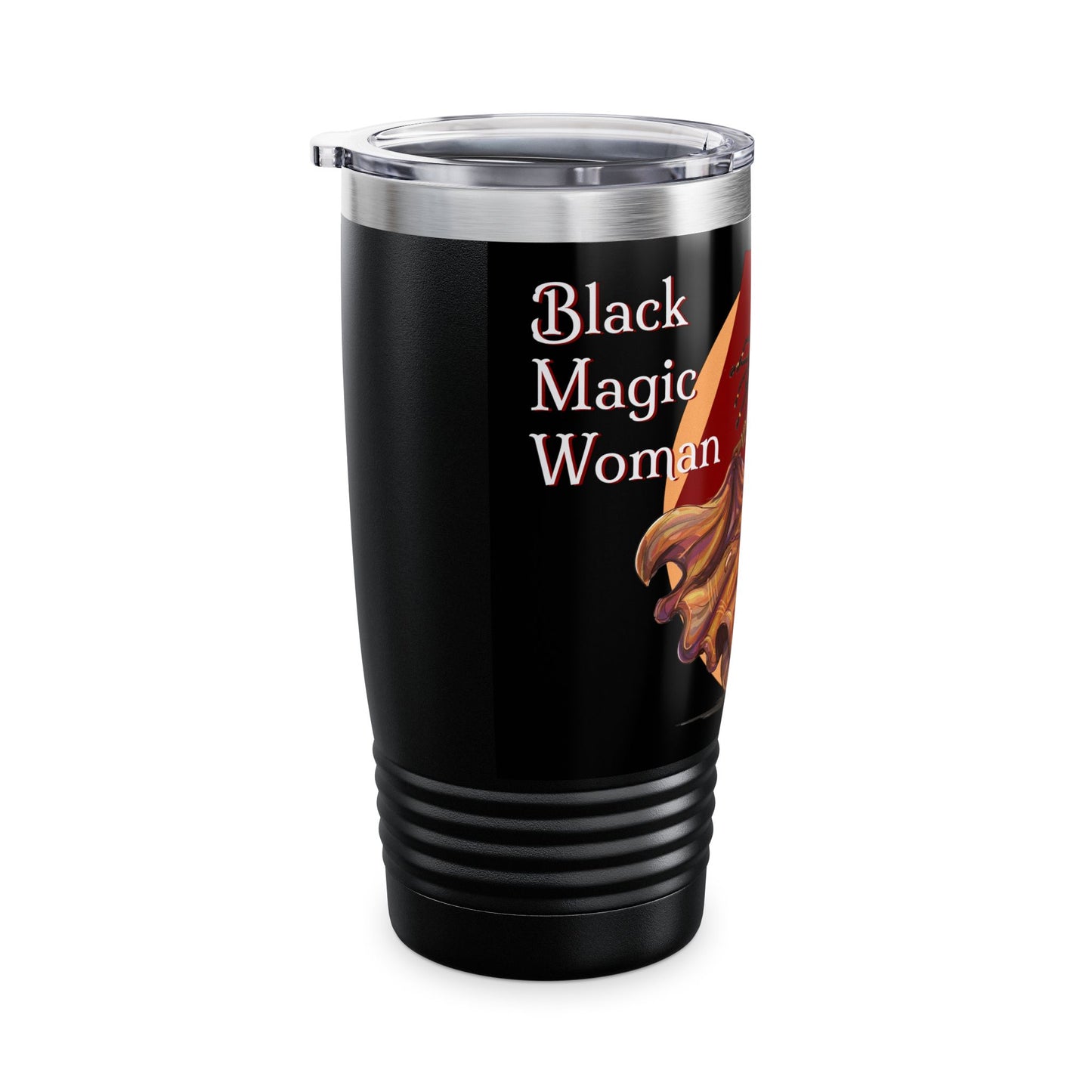 'Black Magic Woman' Tumbler, Stylish Travel Mug for Coffee and Tea Lovers, Great Gift for fans of Santana and Classic Rock, Halloween Sipper, Unique Drinkware